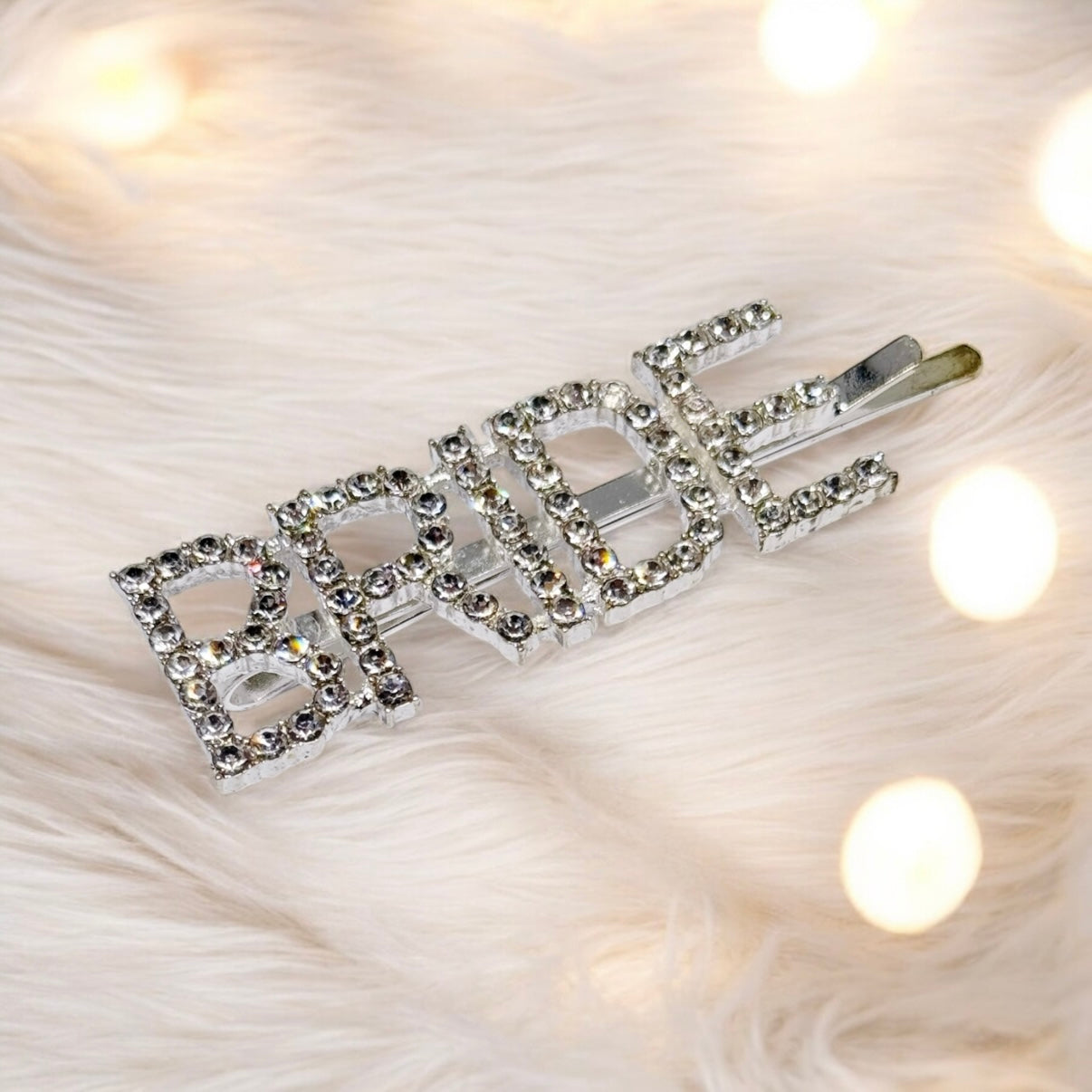 Silver rhinestones BRIDE letter clip
