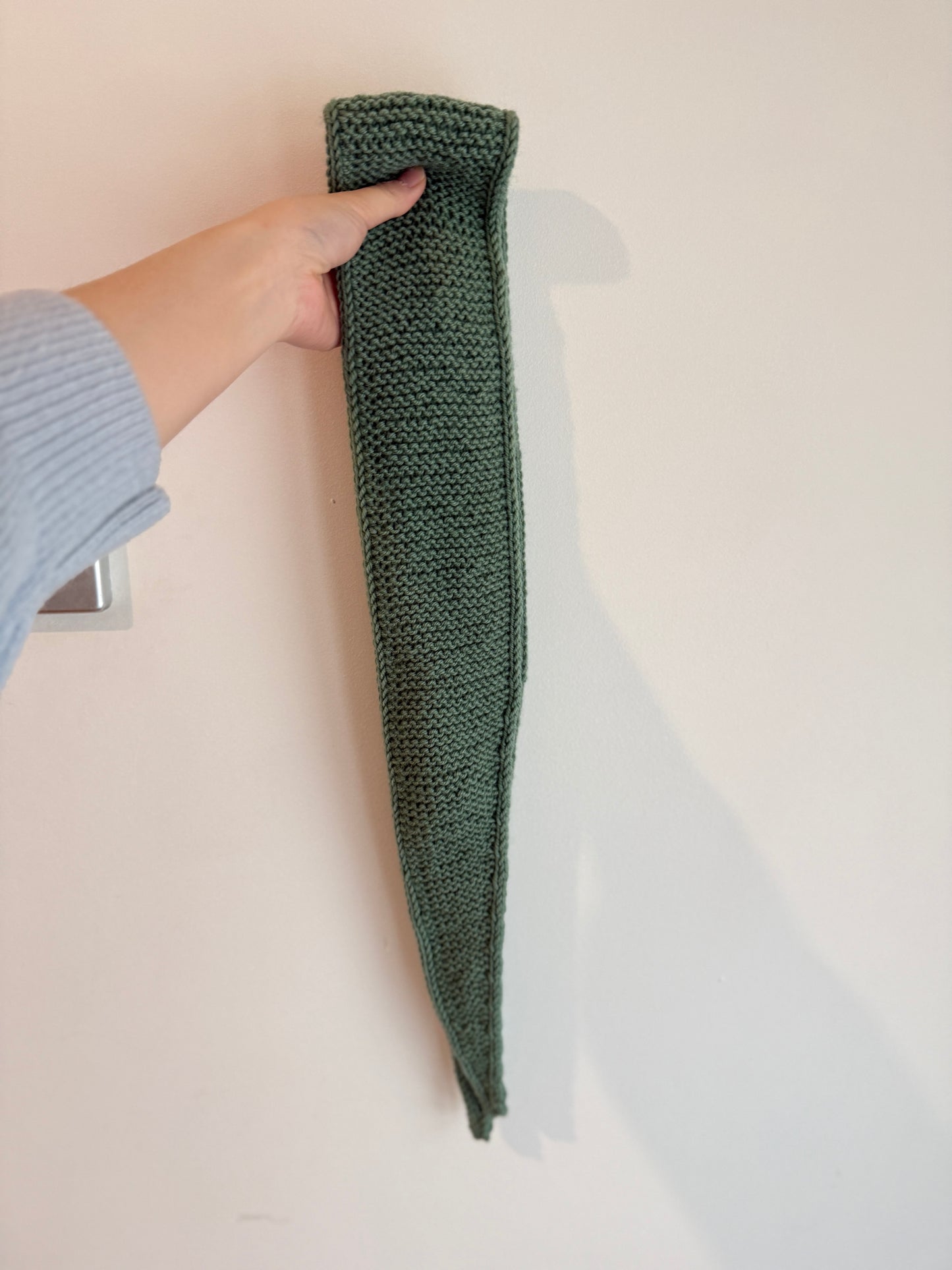Sophie scarf in sage green | hand knit neckechief | winter wrap | small skinny scarf | handmade gift | tiktok viral scarf | wool yarn