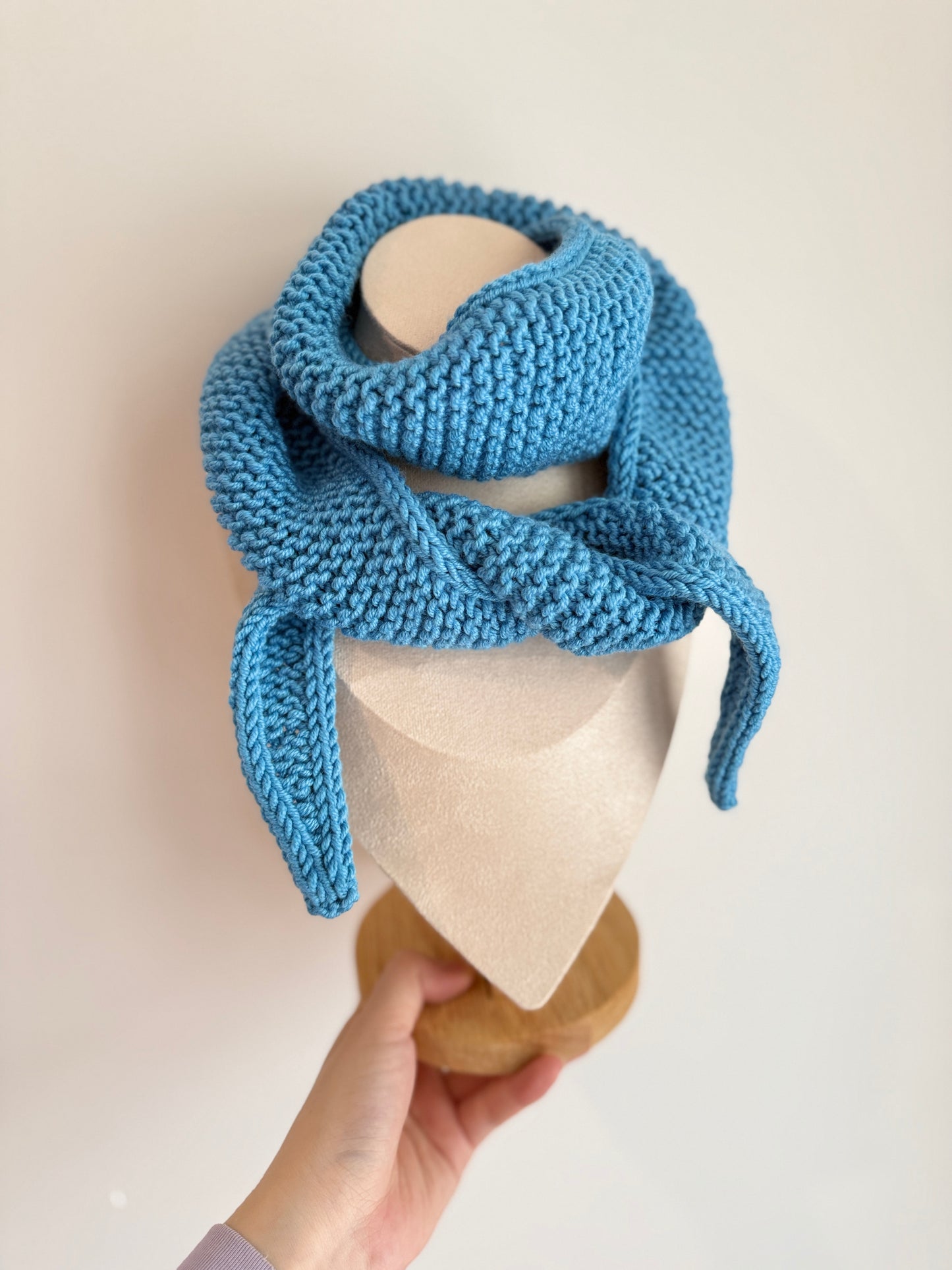 Sophie scarf in DJ blue | hand knit neckechief | winter wrap | small skinny scarf | handmade gift | tiktok viral scarf | wool yarn