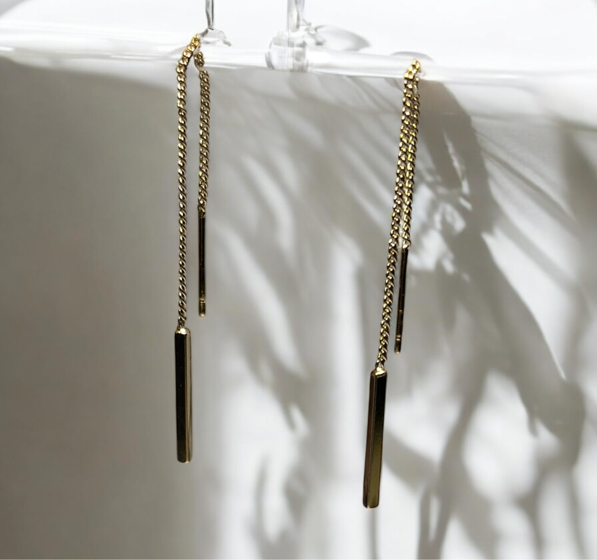 Minimalist - Golden bar dangle threader earrings | chain dangle earrings | minimalist elegant statement earrings | cute kawaii earrings