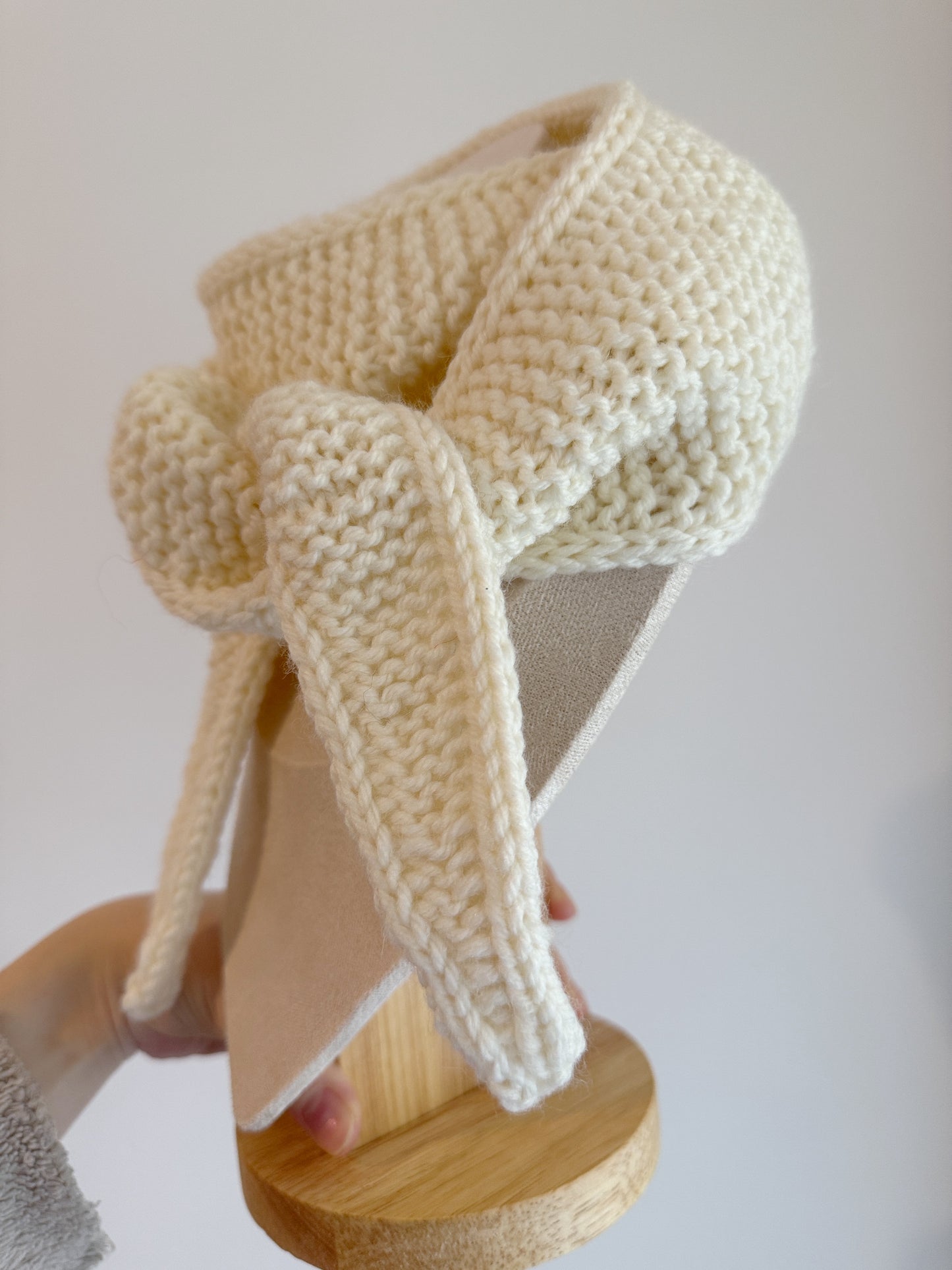 Sophie scarf in cream white | hand knit neckechief | winter wrap | small skinny scarf | handmade gift | tiktok viral scarf | wool yarn