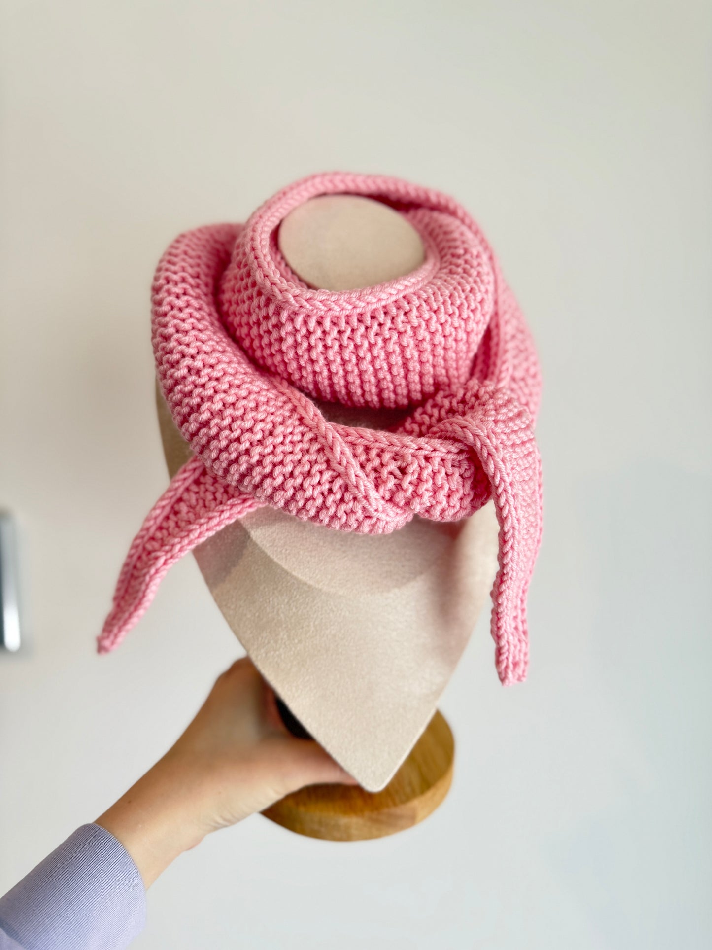 Sophie scarf in blossom pink | hand knit neckechief | winter wrap | small skinny scarf | handmade gift | tiktok viral scarf | wool yarn