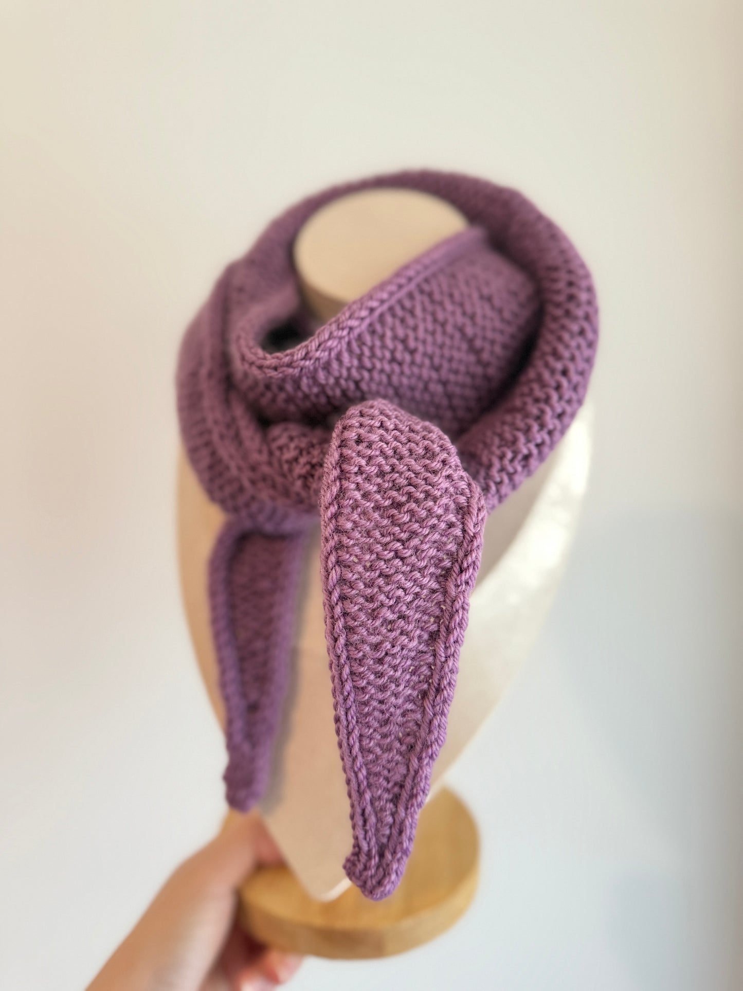 Sophie scarf in mulberry purple | hand knit neckechief | winter wrap | small skinny scarf | handmade gift | tiktok viral scarf | wool yarn