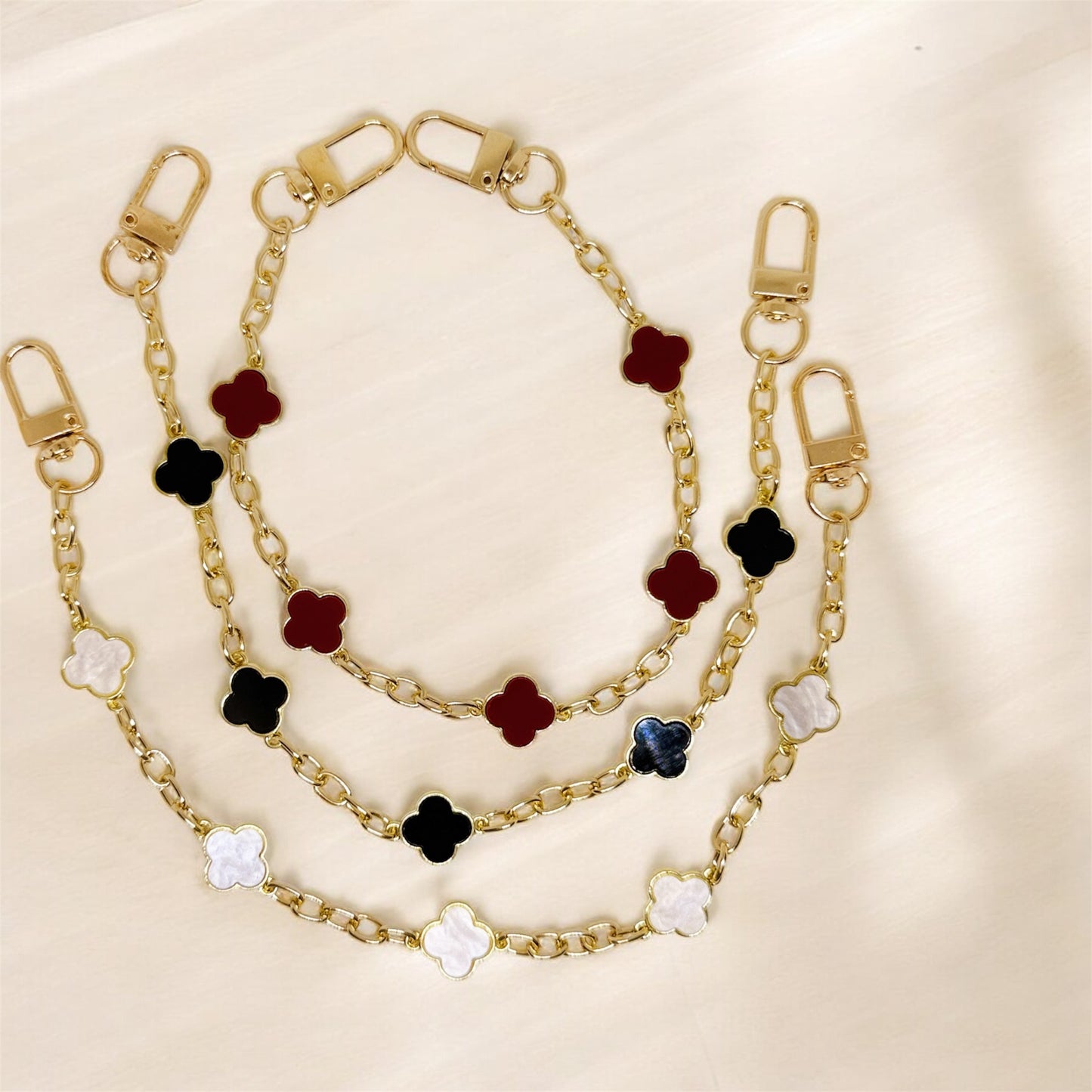 Clover bag charm | key chain | golden chain with gold buckle | y2k chain | bag lover gift