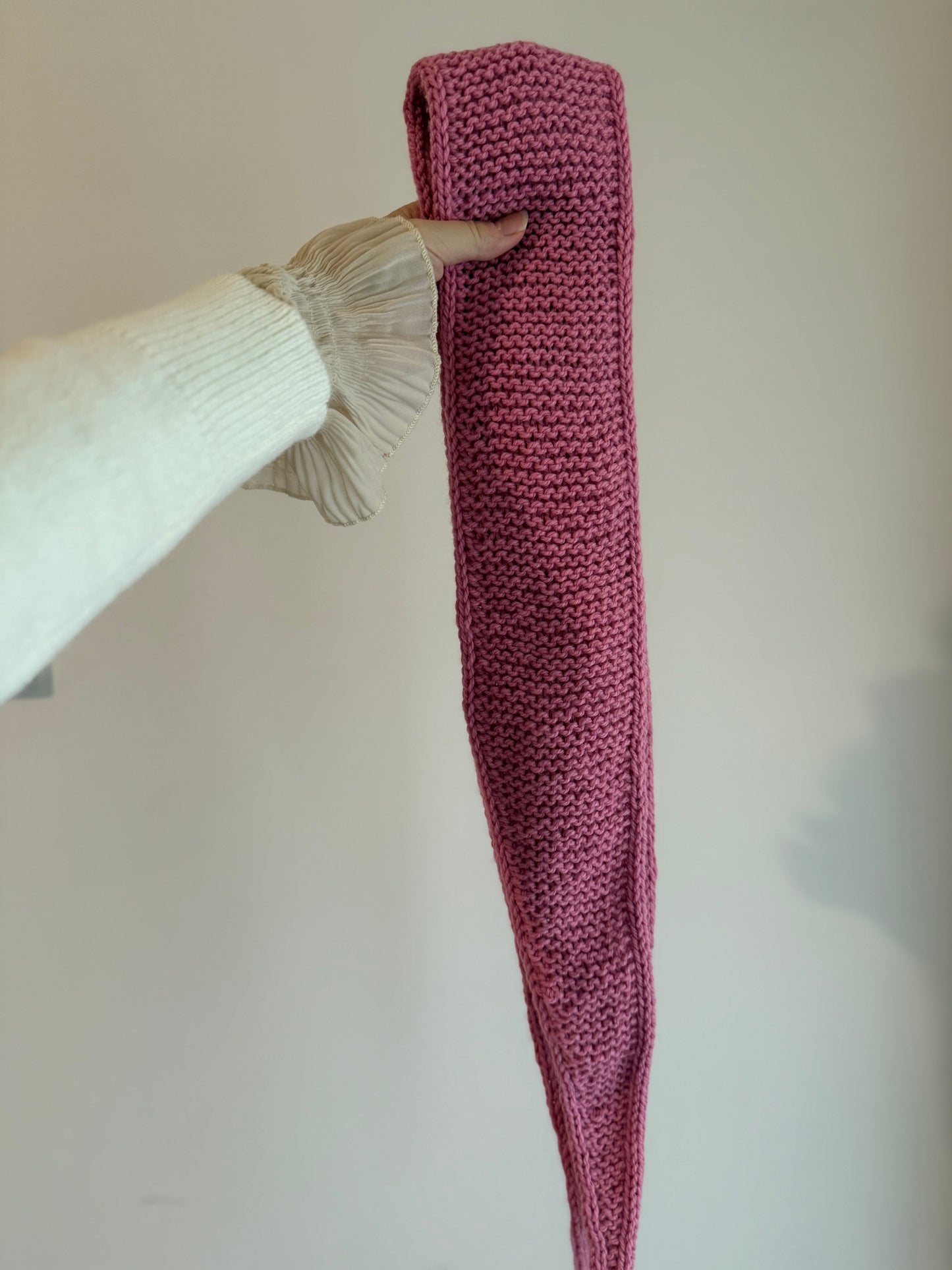 Sophie scarf in pink | hand knit neckechief | winter wrap | small skinny scaf | handmade gift | tiktok viral scarf