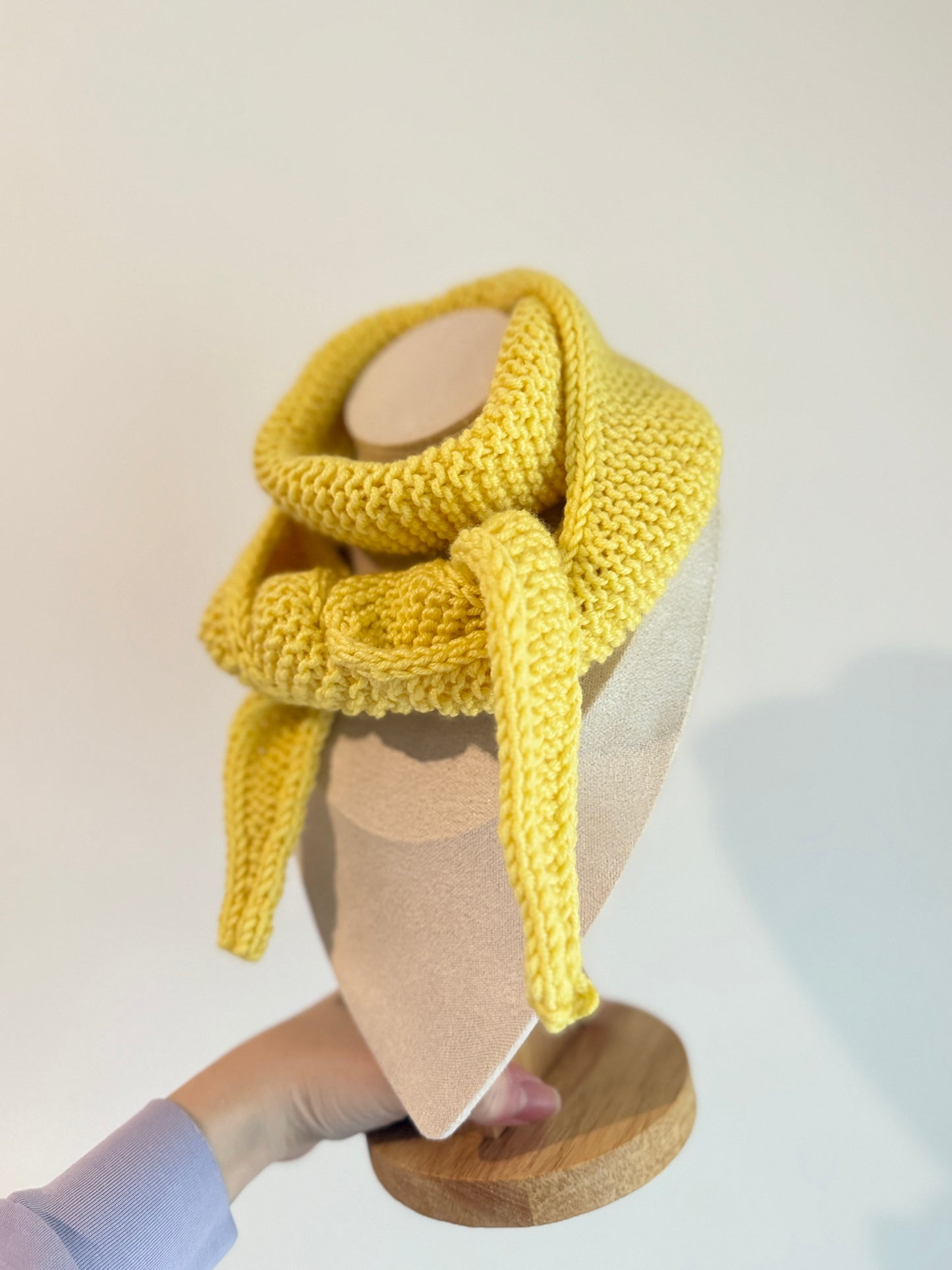 Sophie scarf in sunshine yellow | hand knit neckechief | winter wrap | small skinny scarf | handmade gift | tiktok viral scarf | wool yarn