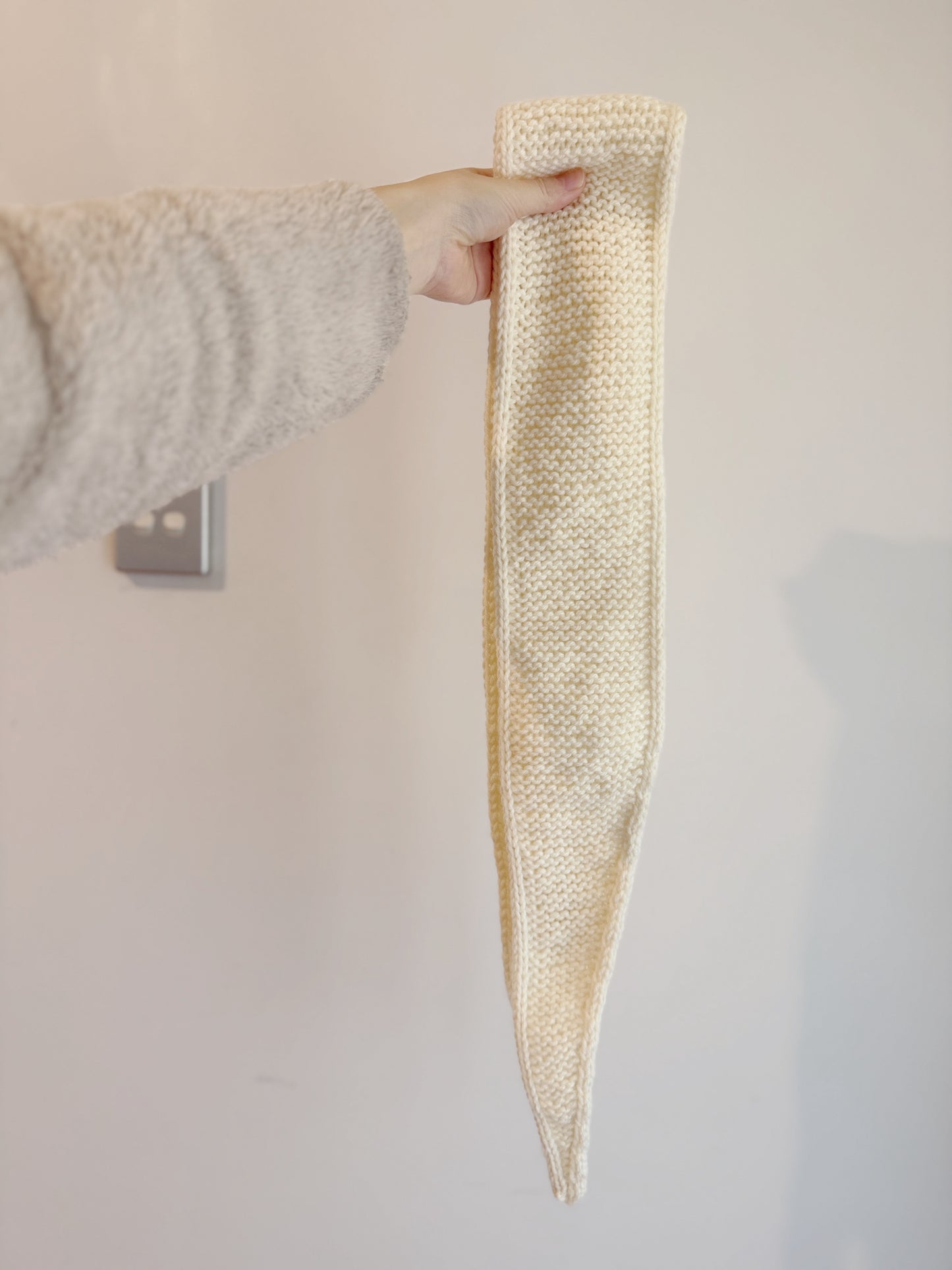 Sophie scarf in cream white | hand knit neckechief | winter wrap | small skinny scarf | handmade gift | tiktok viral scarf | wool yarn