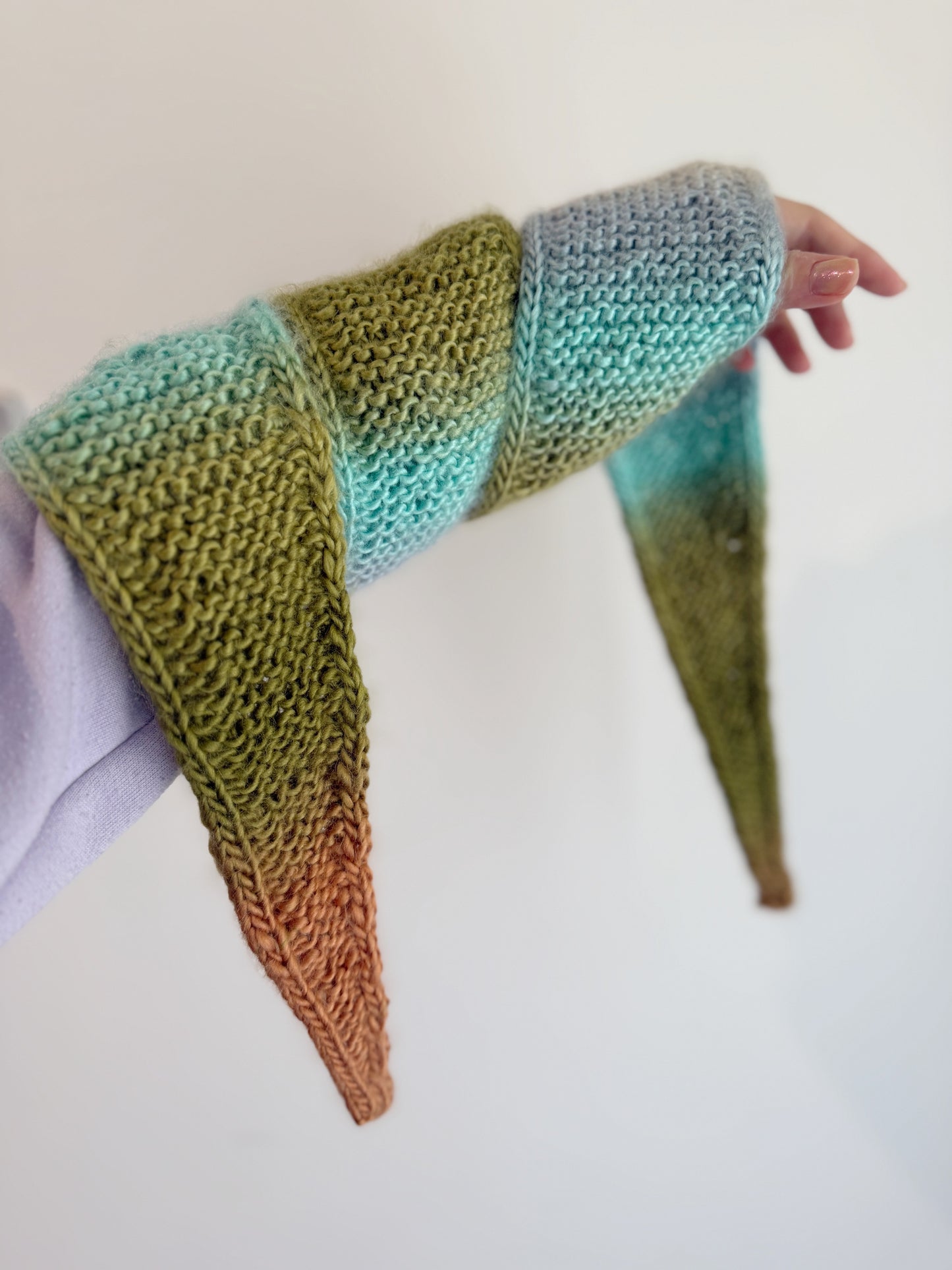 Sophie scarf in brown blue green mix | hand knit neckechief | winter wrap | small skinny scaf | handmade gift | tiktok viral scarf