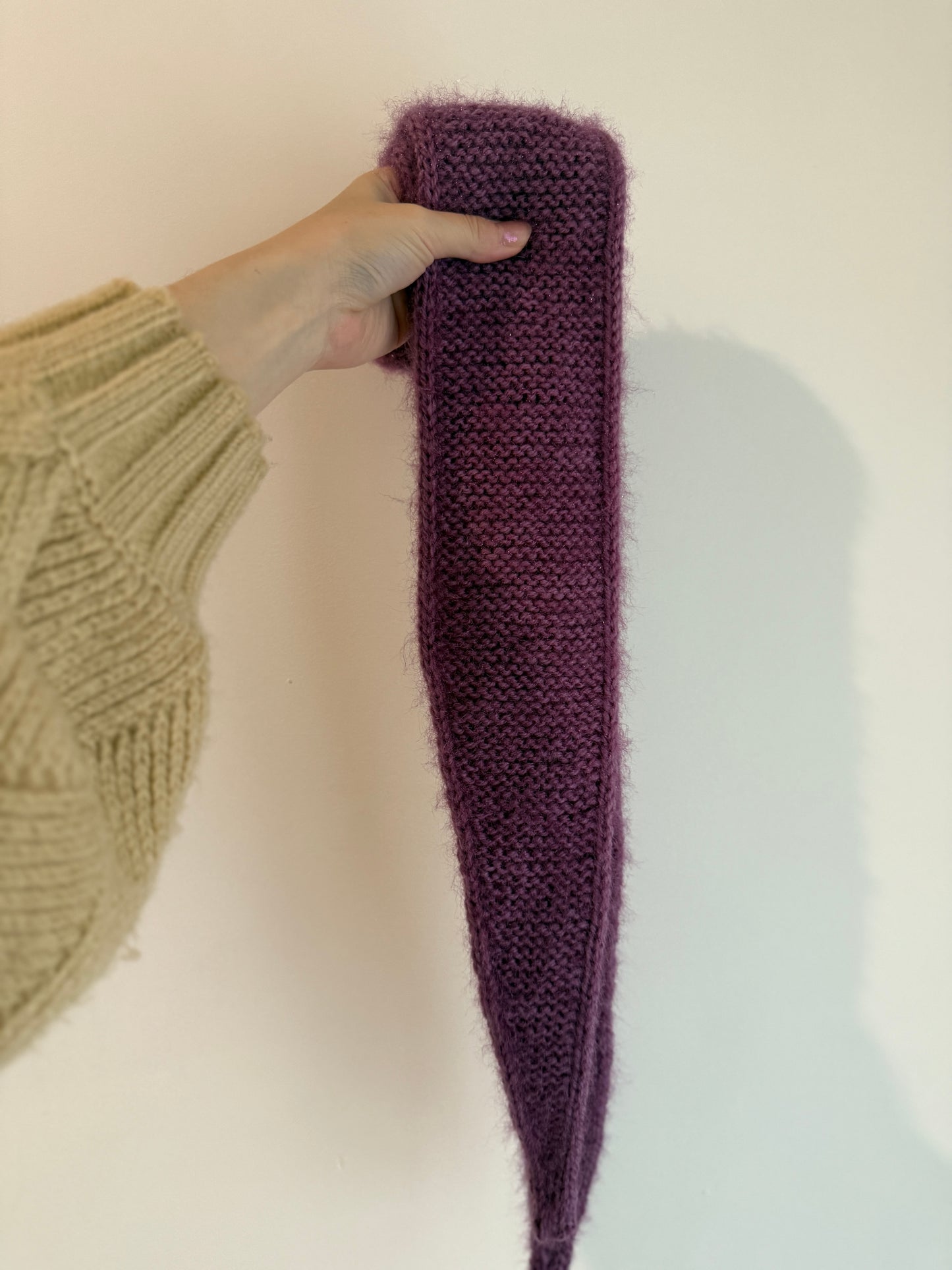 Sophie scarf in purple| hand knit neckechief | winter wrap | small skinny scaf | handmade gift | tiktok viral scarf