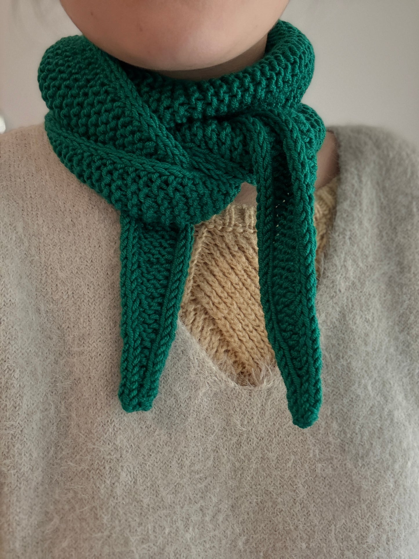 Sophie scarf in aquamarine green | hand knit neckechief | winter wrap | small skinny scarf | handmade gift | tiktok viral scarf | wool yarn