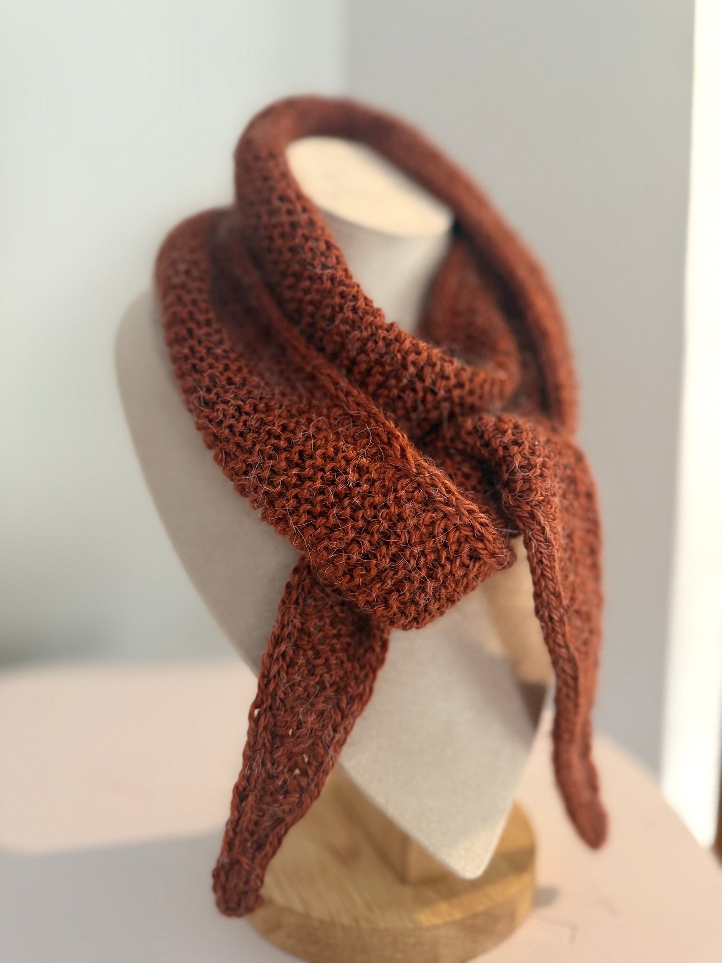 Sophie scarf in brown | hand knit neckechief | winter wrap | small skinny scaf | handmade gift | tiktok viral scarf