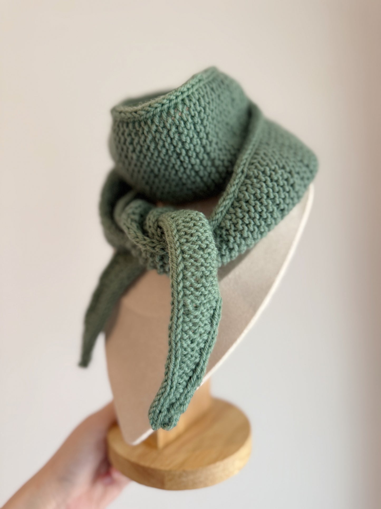 Sophie scarf in sage green | hand knit neckechief | winter wrap | small skinny scarf | handmade gift | tiktok viral scarf | wool yarn