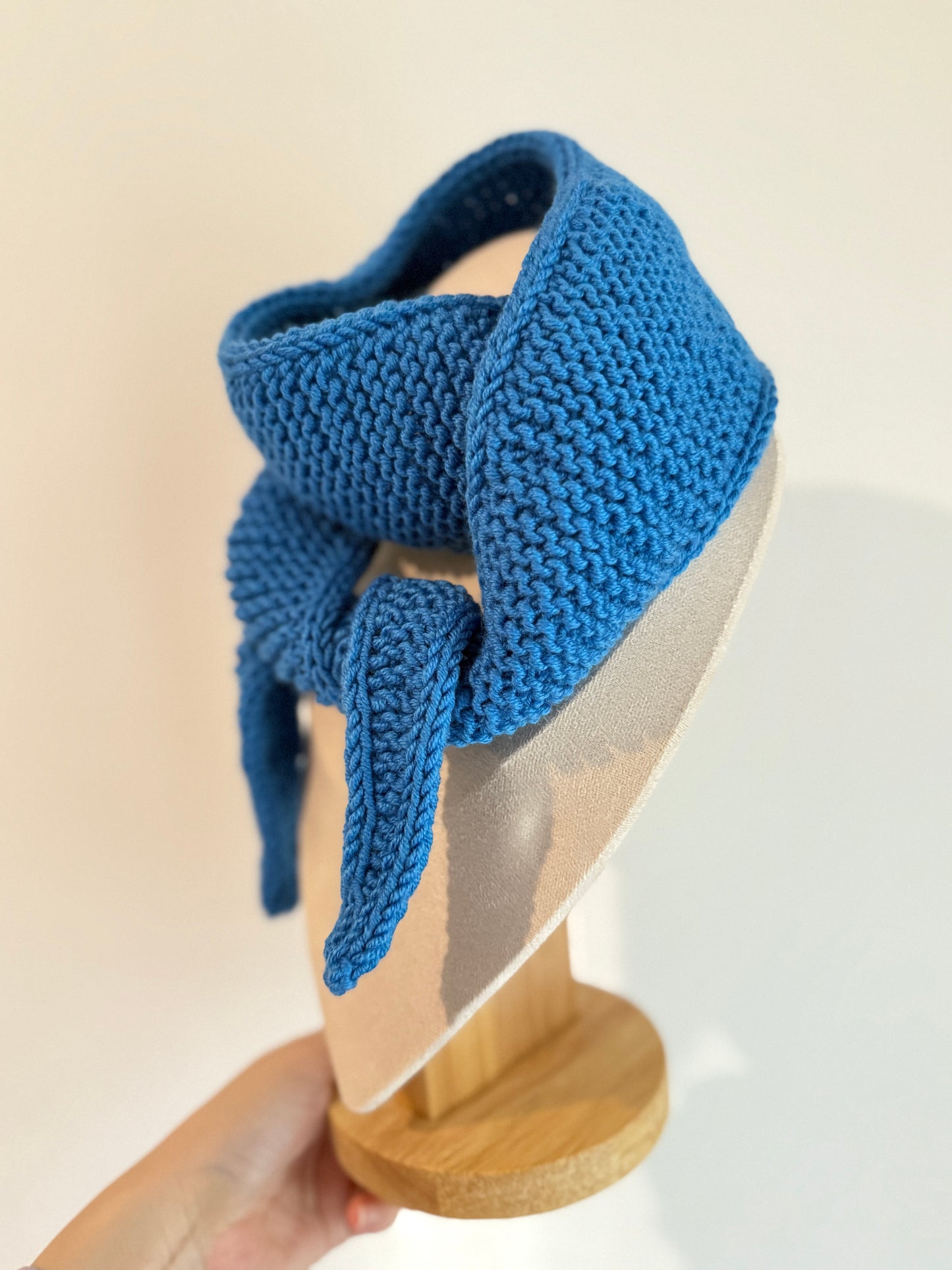 Sophie scarf in french blue | hand knit neckechief | winter wrap | small skinny scarf | handmade gift | tiktok viral scarf | wool yarn