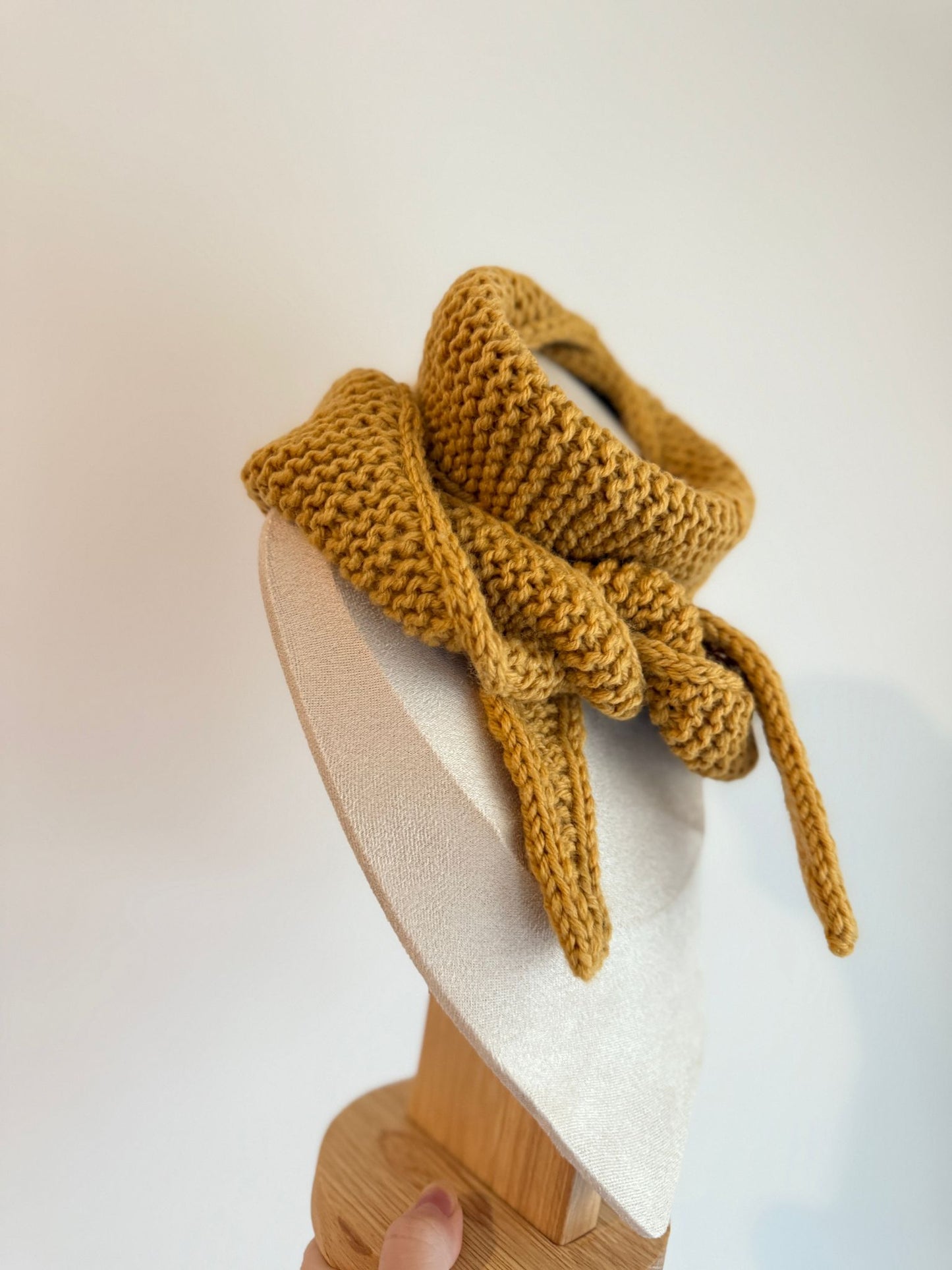 Sophie scarf in mustard | hand knit neckechief | winter wrap | small skinny scarf | handmade gift | tiktok viral scarf | wool yarn