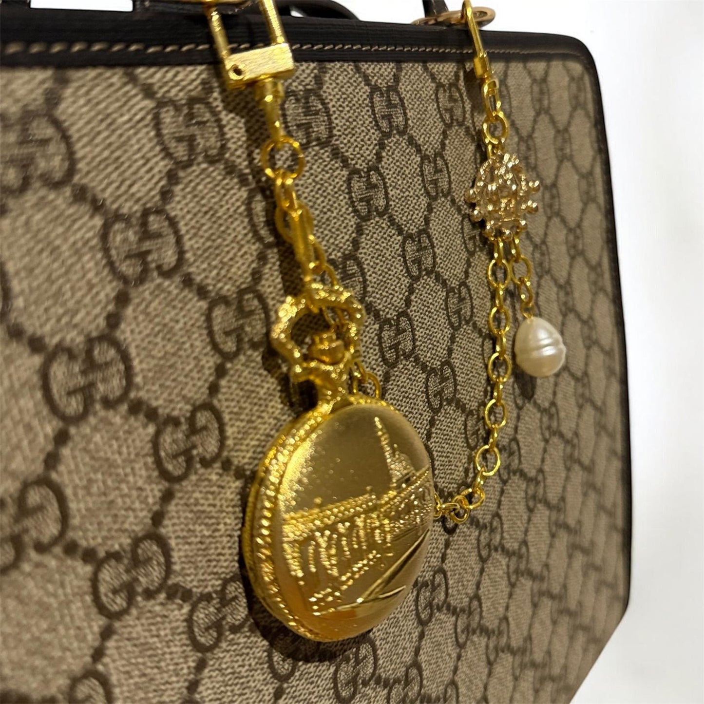 Golden pocket watch keychain | golden charm buckle | y2k chain | bag lover gift | lux keychain