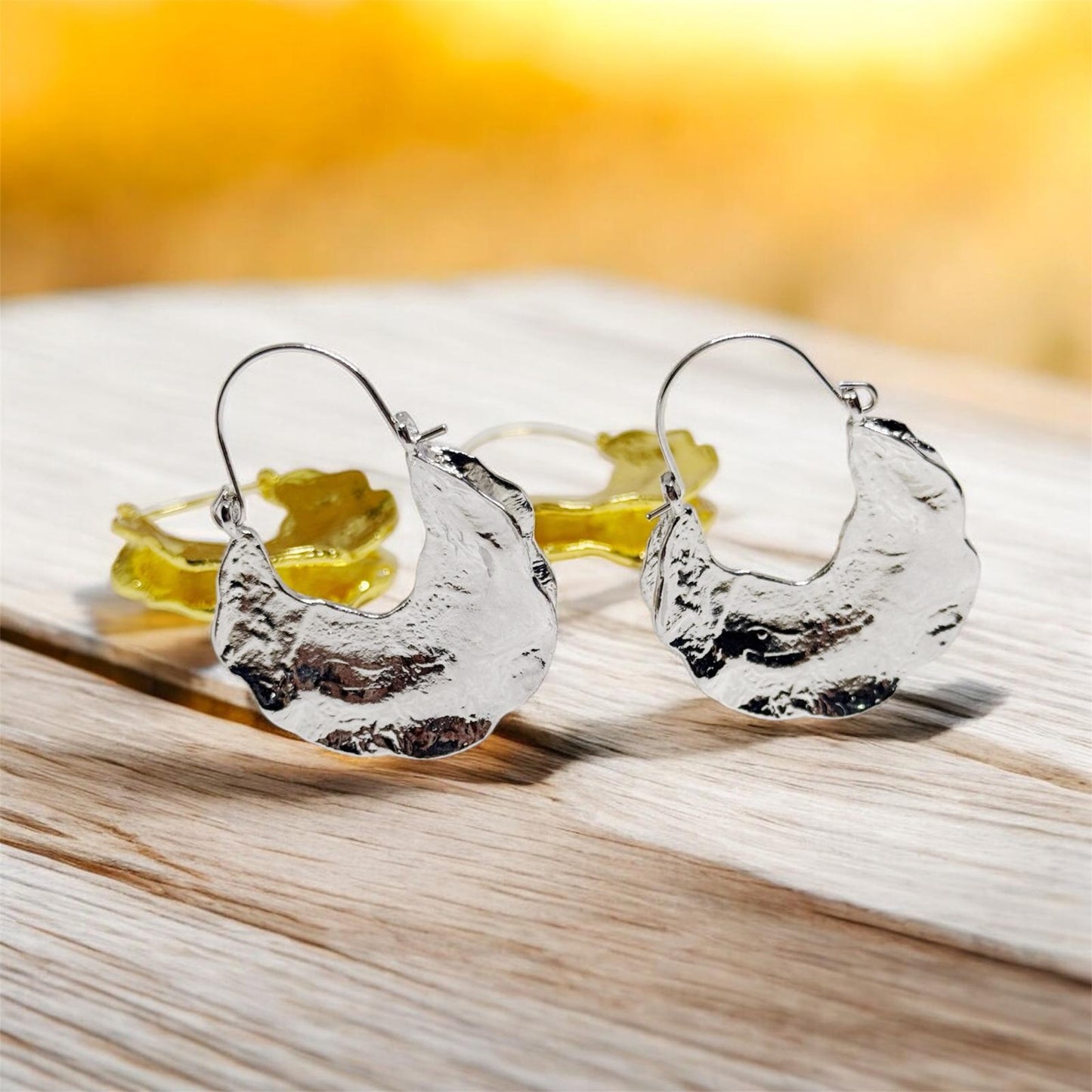 Geometric - Gold textured folded irregular shaped earrings| twisted geometric earrings | Oversize statement earrings | luxury statement earrings