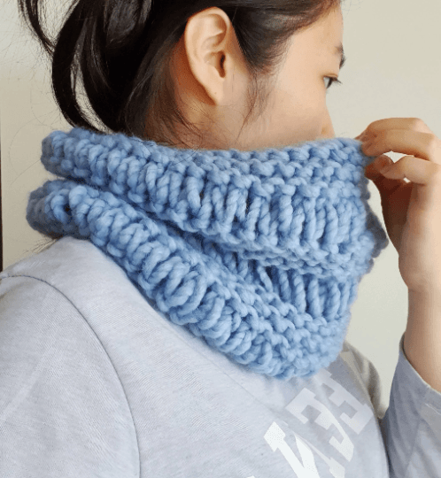 Handknit Drop stitch knit cowl - Colourful Knit Neckwarmer - Winter Knit Cowl - Handmade knit Scarf - wool blend knit cowl - TuttyKnitty