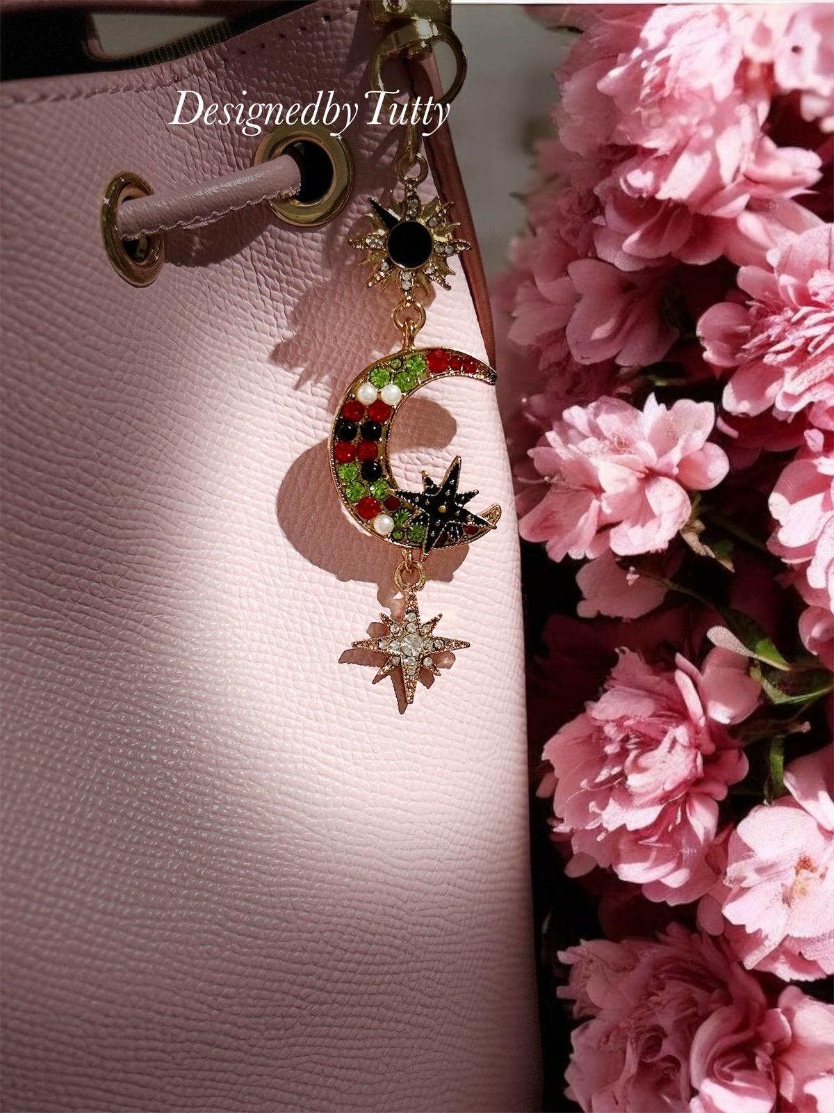 Celestial bag charm | key chain | golden chain with moon and sun | key chain | lanyard | y2k chain | bag lover gift