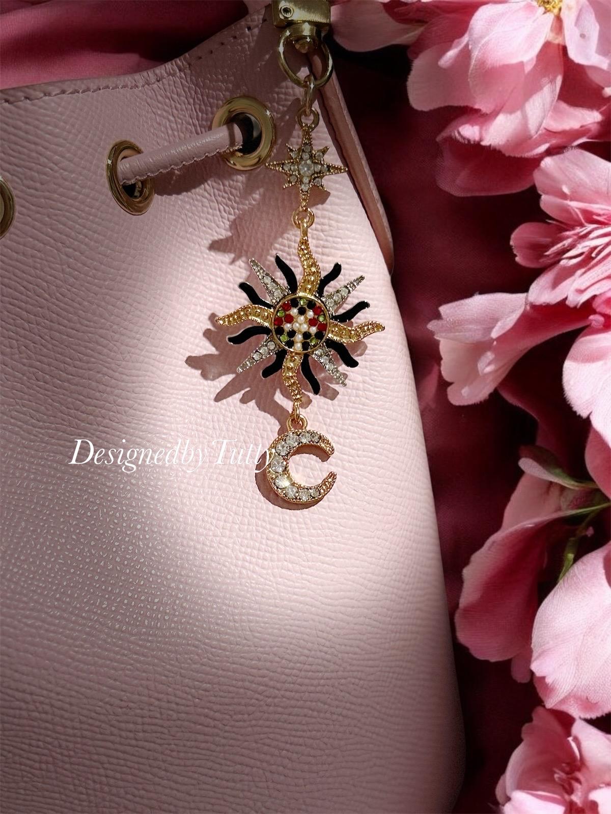 Celestial bag charm | key chain | golden chain with moon and sun | key chain | lanyard | y2k chain | bag lover gift
