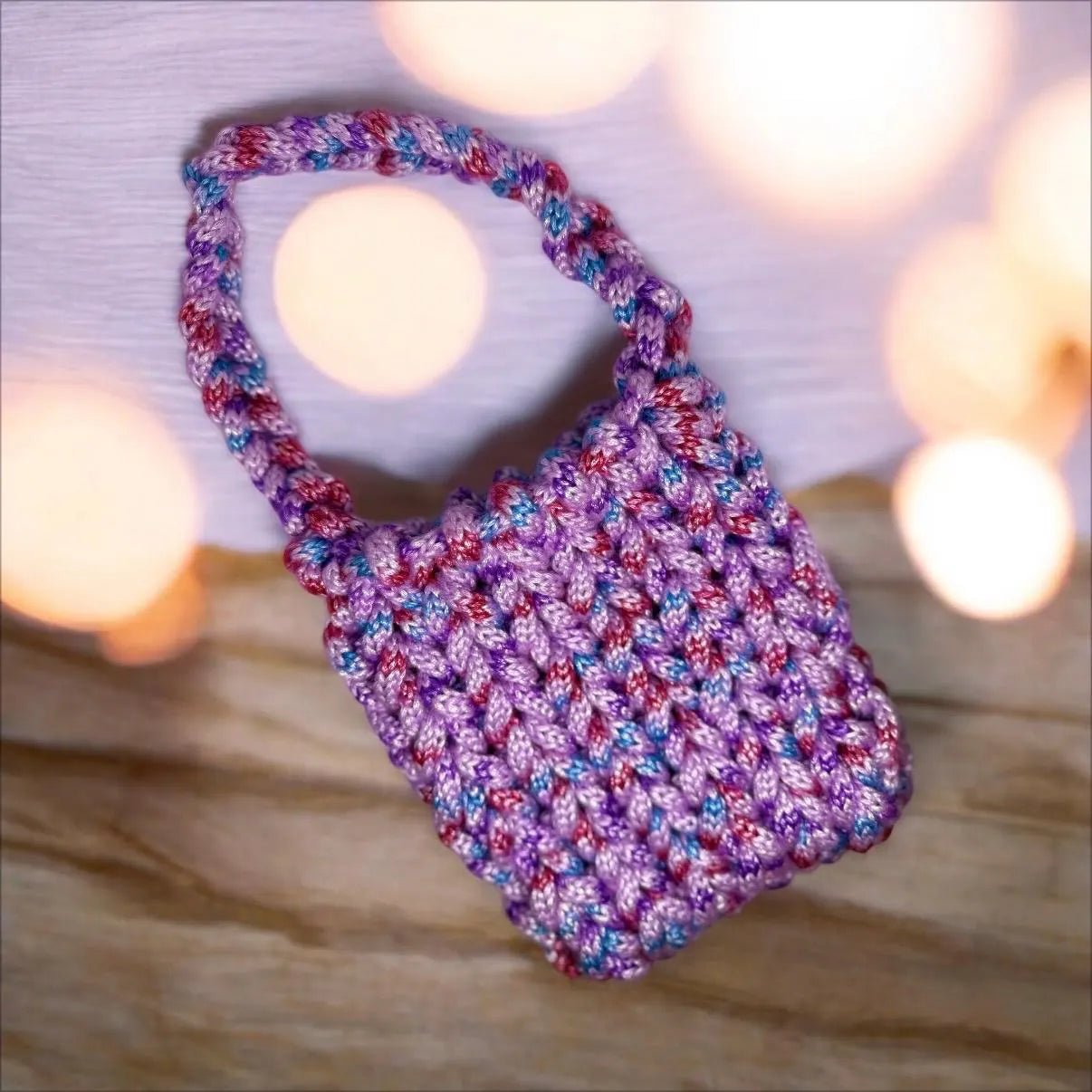 Hand knit Chunky Mini bag | handmade yarn bag | heavy duty i-cord bag | beach bag casual bag phone bag mini purse swing bag hand held y2k | blue bag