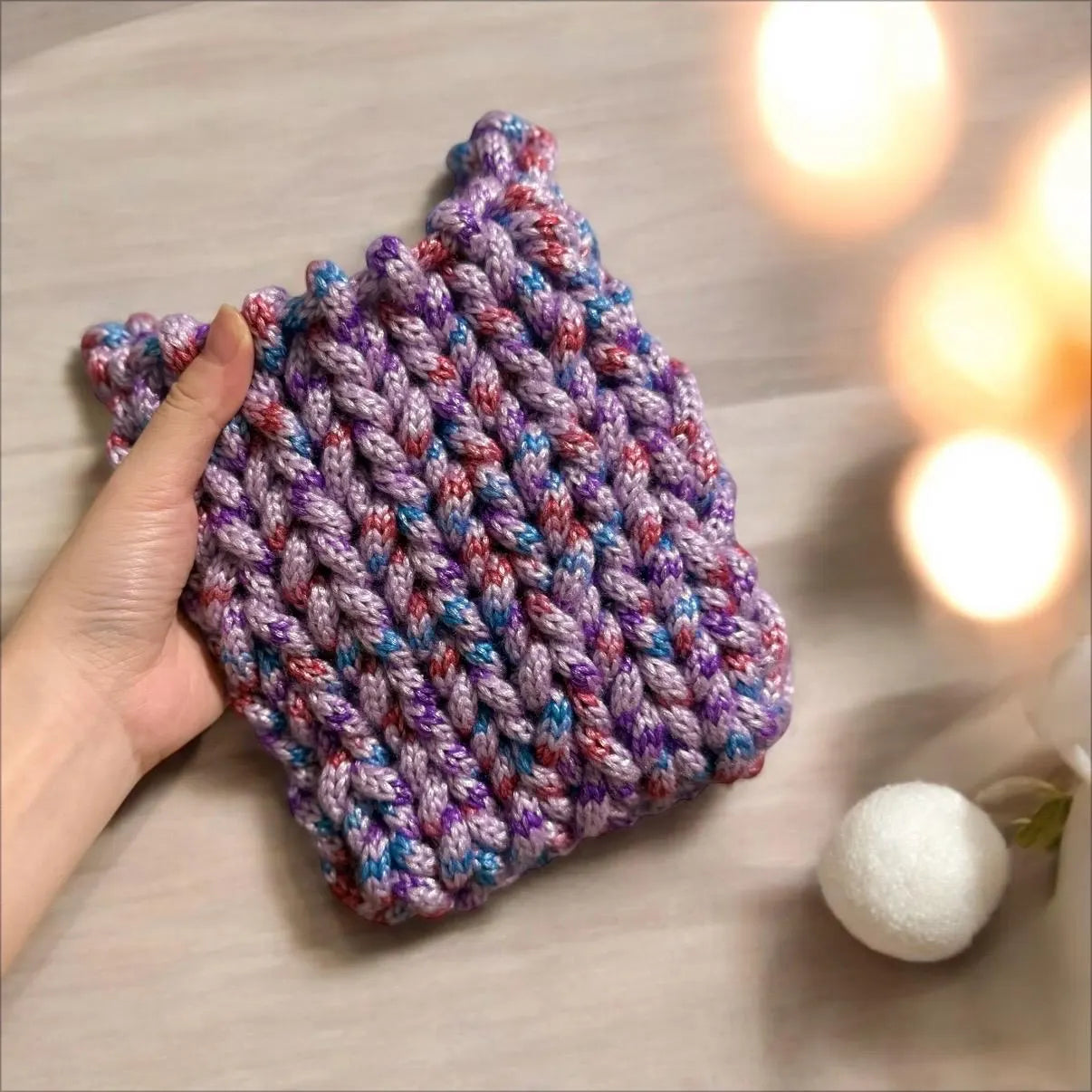 Hand knit Chunky Mini bag | handmade yarn bag | heavy duty i-cord bag | beach bag casual bag phone bag mini purse swing bag hand held y2k | blue bag