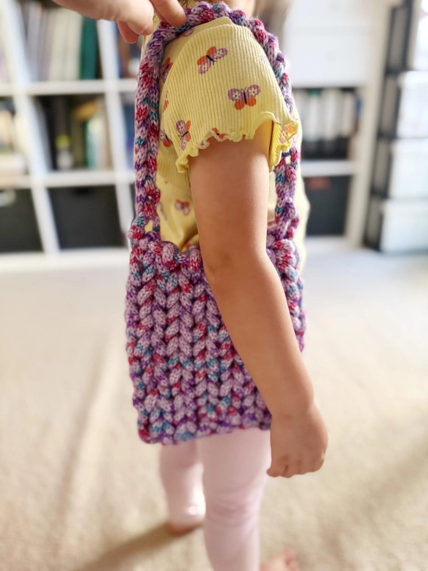 Hand knit Chunky Mini bag | handmade yarn bag | heavy duty i-cord bag | beach bag casual bag phone bag mini purse swing bag hand held y2k | blue bag