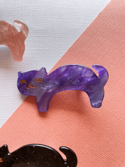 Sleepy cat acetate hair clips | Colourful barrette clips| korean hair accessories| animal hair clip | gift for cat lover - TuttyKnitty