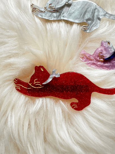Stretching cat acetate hair clips | Colourful barrette clips| korean hair accessories| animal hair clip | gift for cat lover - TuttyKnitty