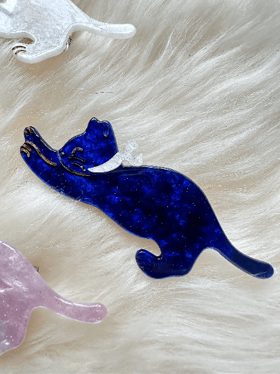 Stretching cat acetate hair clips | Colourful barrette clips| korean hair accessories| animal hair clip | gift for cat lover - TuttyKnitty