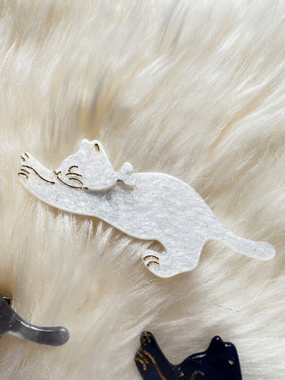 Stretching cat acetate hair clips | Colourful barrette clips| korean hair accessories| animal hair clip | gift for cat lover - TuttyKnitty