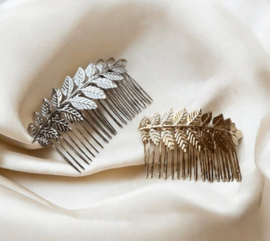 Gold or silver leaf hair comb| korean hair accessories | Bridal hair comb | metal leaves headpiece | wedding gift hair pin