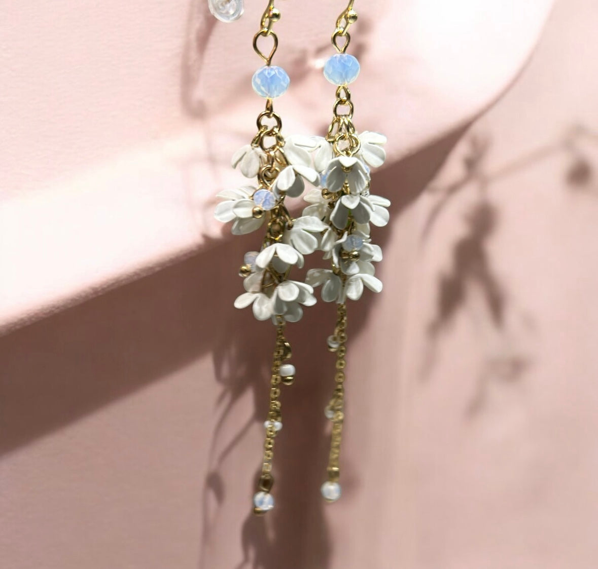 Mini flower earrings | dangle petals floral earrings | bridal party wedding earring