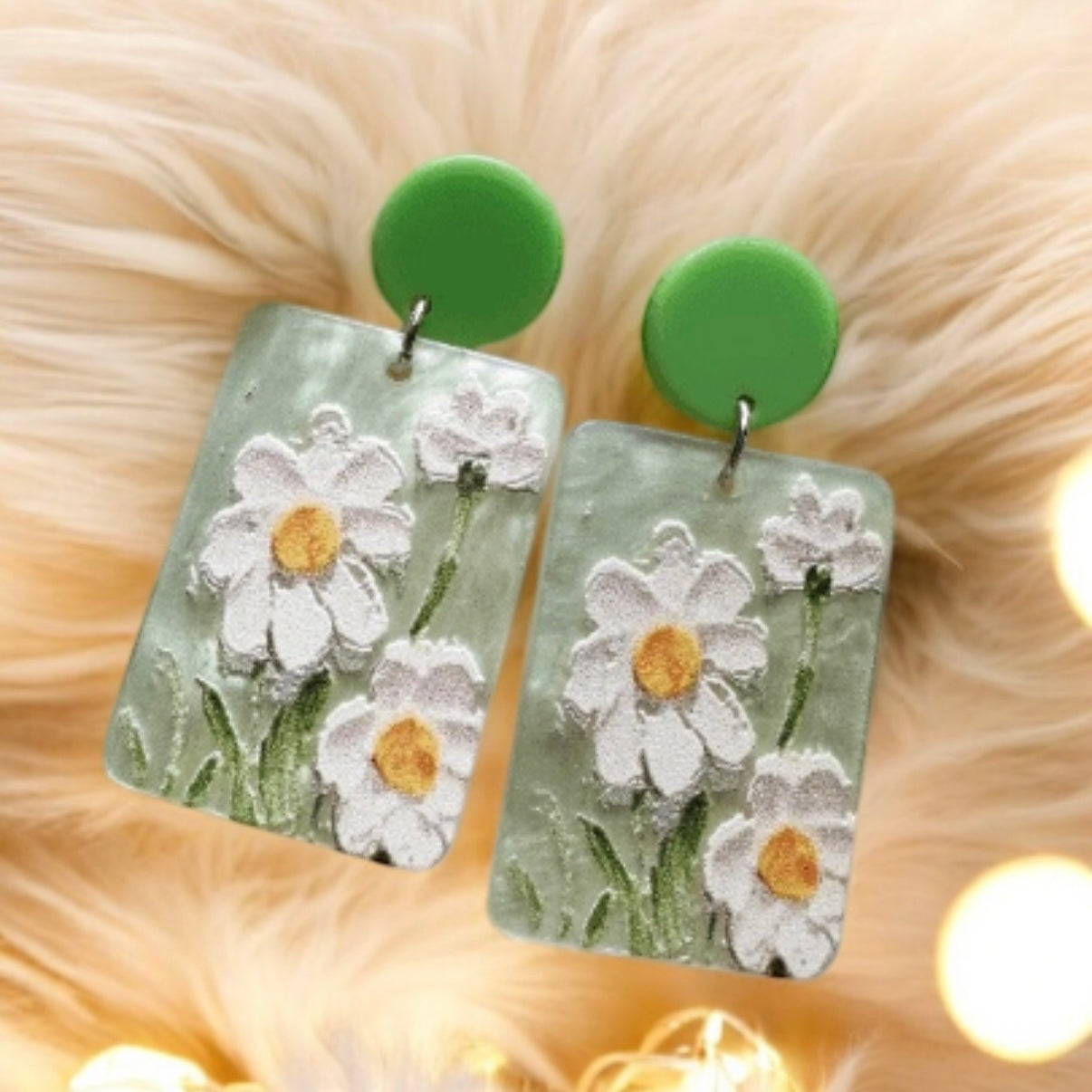 Flowers painting earrings | colourful floral dangle earrings | spring elegant style decor drop earrings| cute kawaii earrings