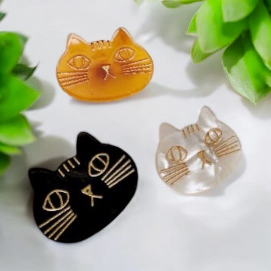 3pcs Mini cat acetate hair clips | Colourful miniature kitten clips| korean hair accessories| animal hair clip | gift for cat lover