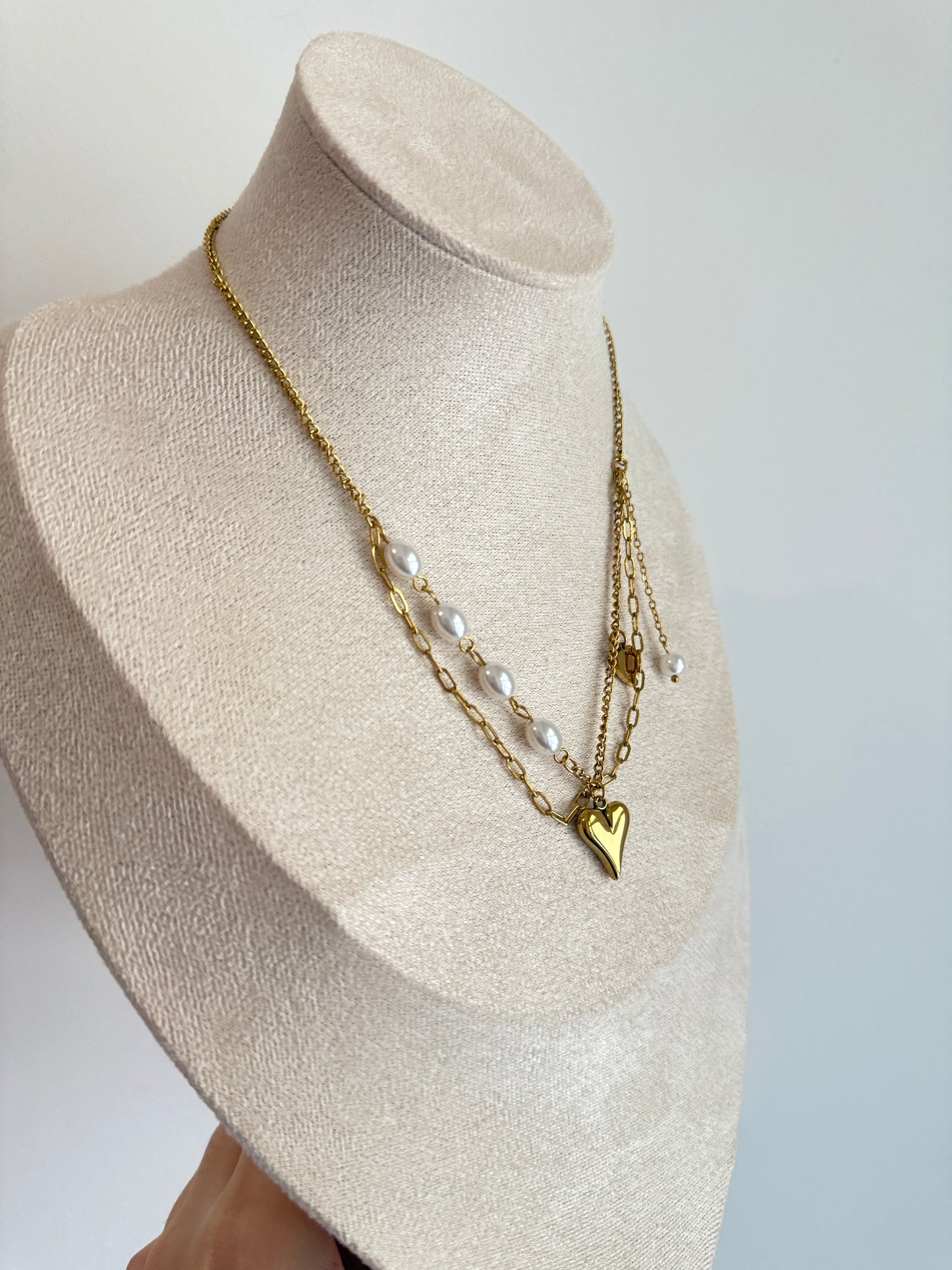 Heart Necklace with beaded pearl