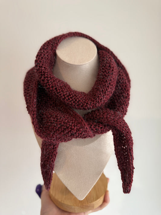 Sophie scarf in burgundy  | hand knit neckechief | winter wrap | small skinny scaf | handmade gift | tiktok viral scarf