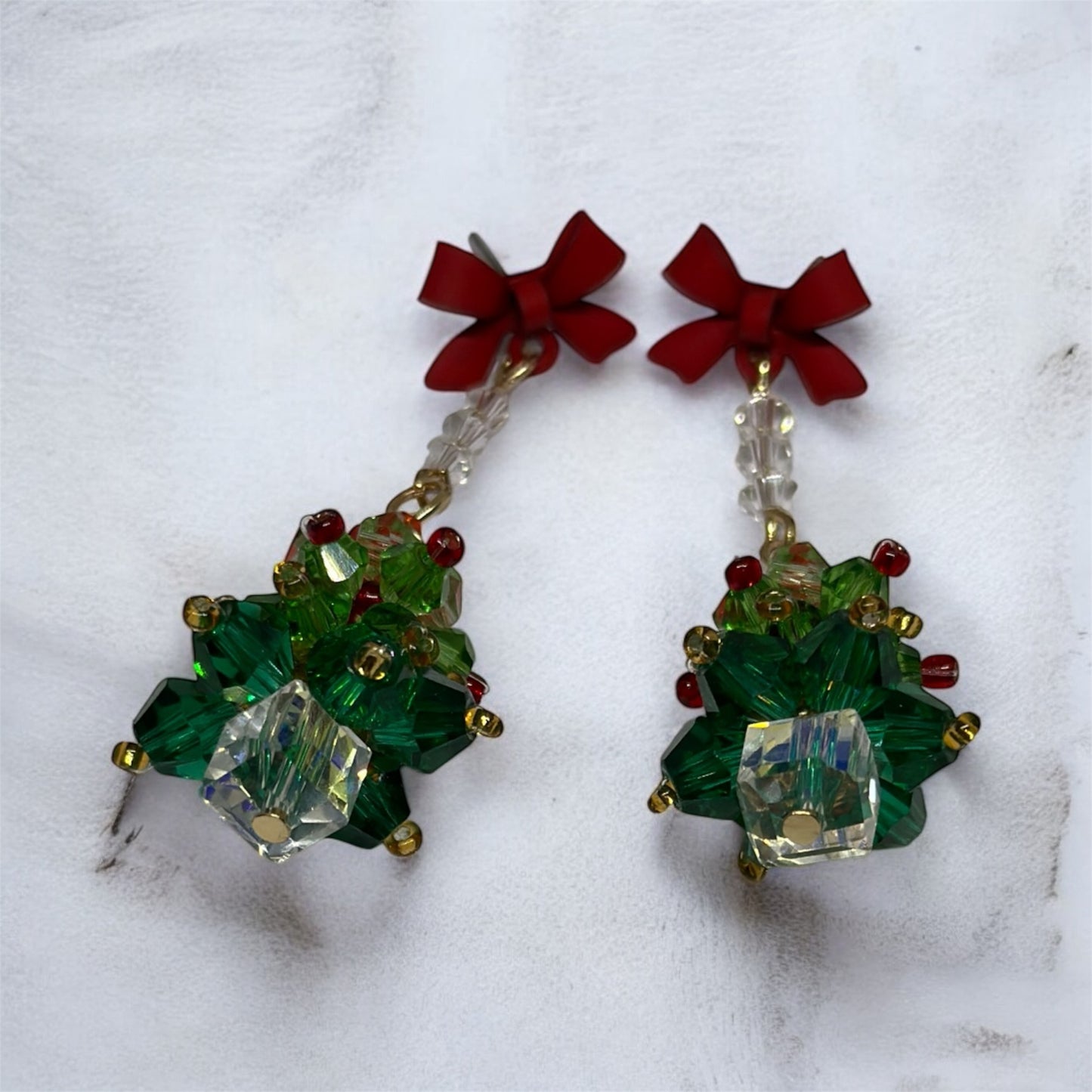 Beaded christmas treeearrings | christmas party earrings