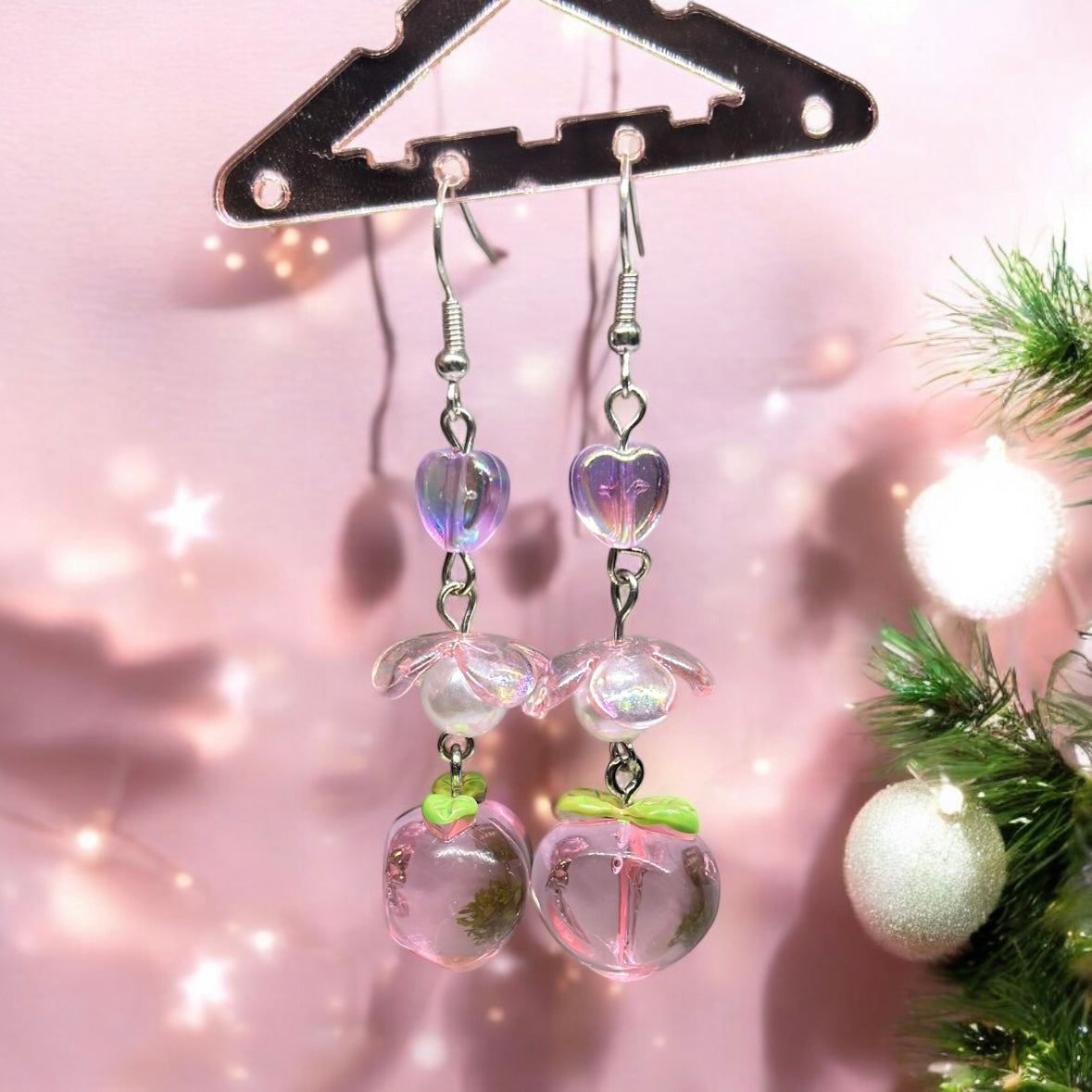 Peach dangle earrings