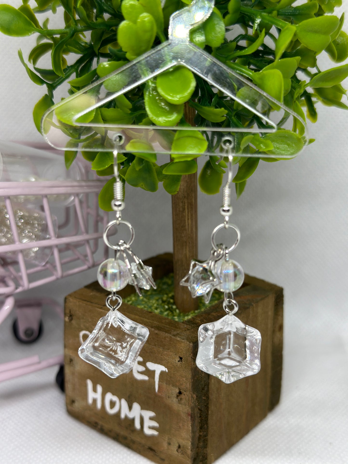 Icecube earrings | cute kawaii earrings | glitter stars earrings