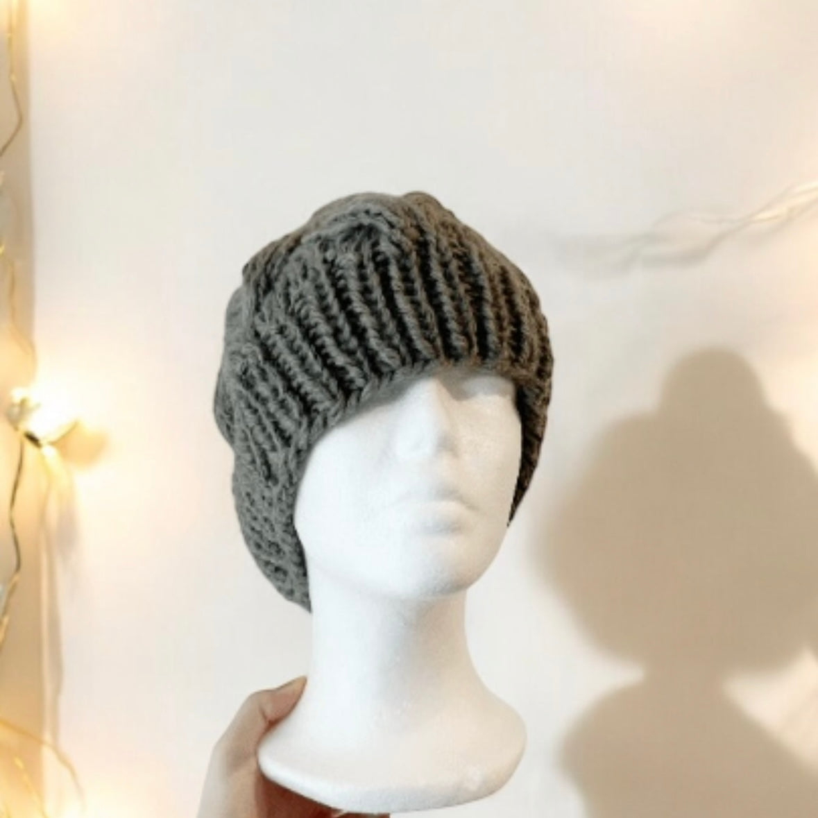 Handknit Cable Beanie | Knit Beret | Slouchy Hat in dark grey | Knit beanie in charcoal | Fluffy cozy fur pom pom winter hat