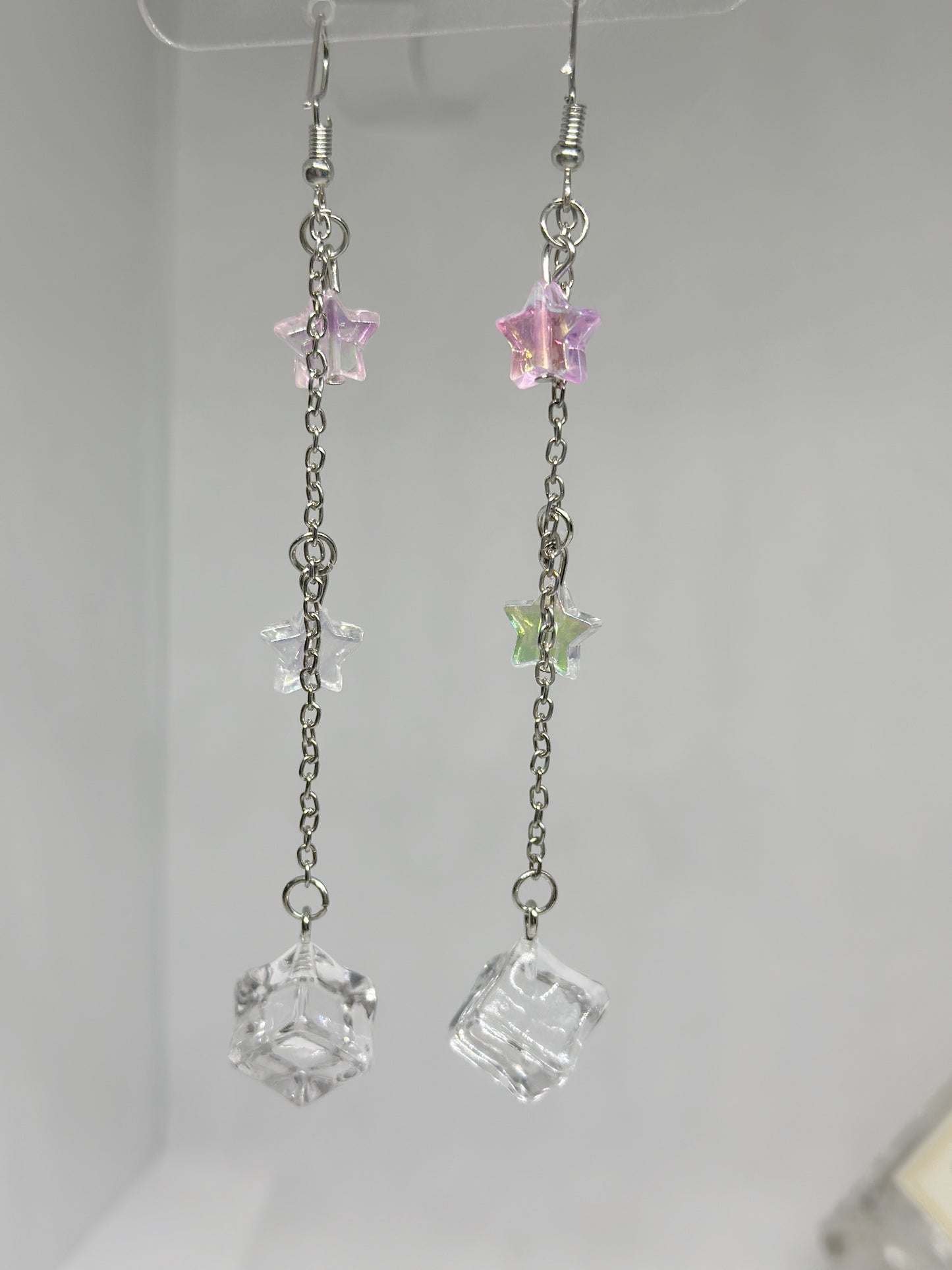 Icecube earrings | oversize statement | cute kawaii earrings | glitter stars earrings