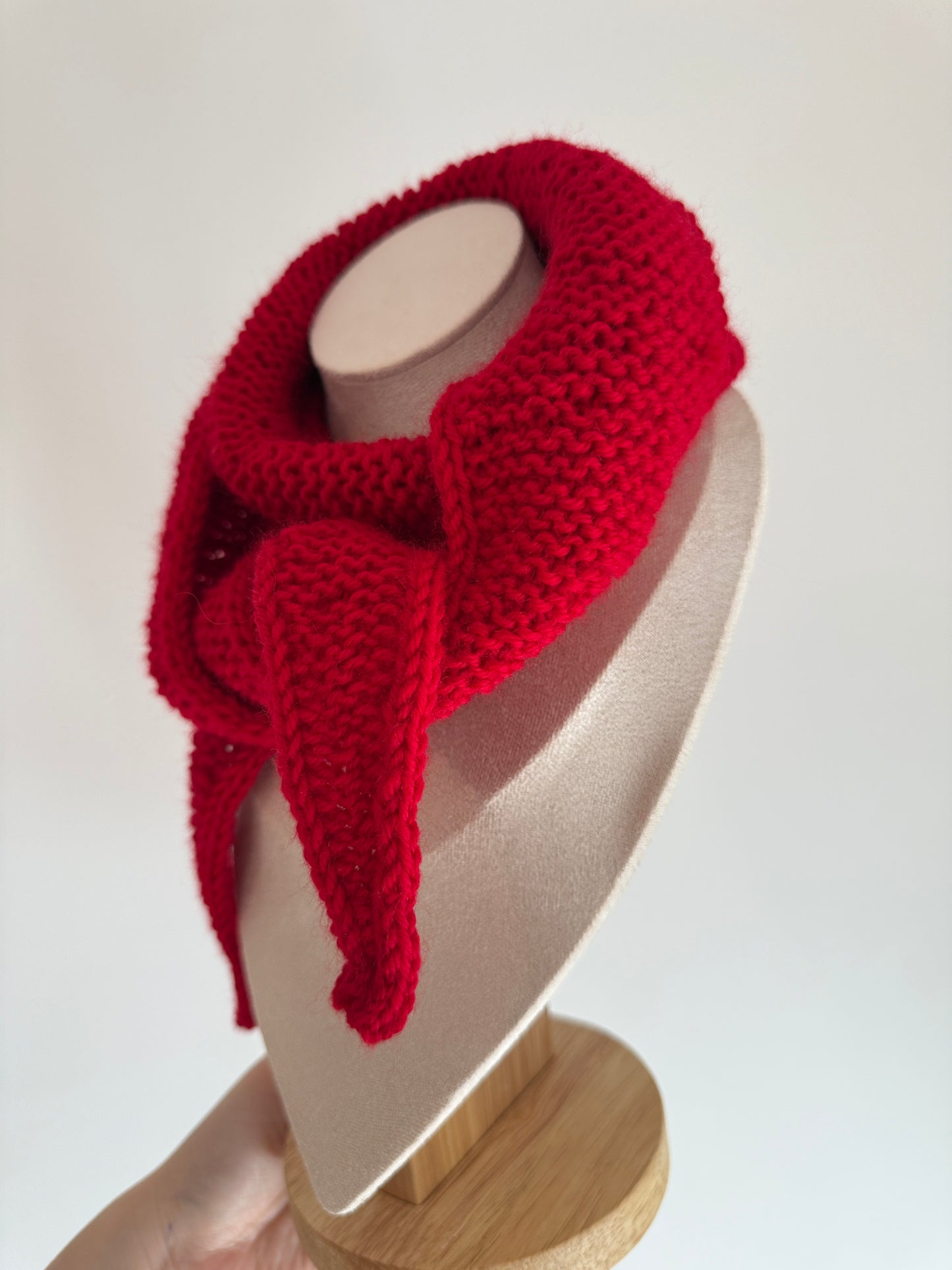Sophie scarf in hot red | hand knit neckechief | winter wrap | small skinny scarf | handmade gift | tiktok viral scarf | wool yarn - TuttyKnitty