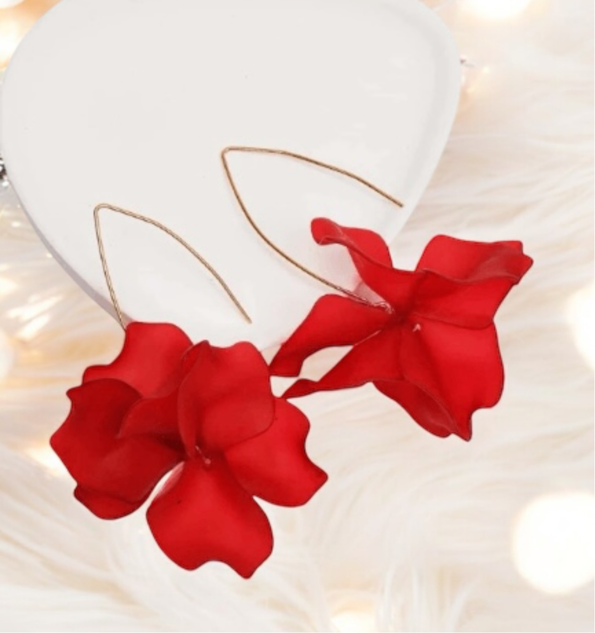 9 colours - Frosted colourful petal flowers earrings dangly earrings | petals drop earrings | wire dangle statement earrings | spring floral earrings