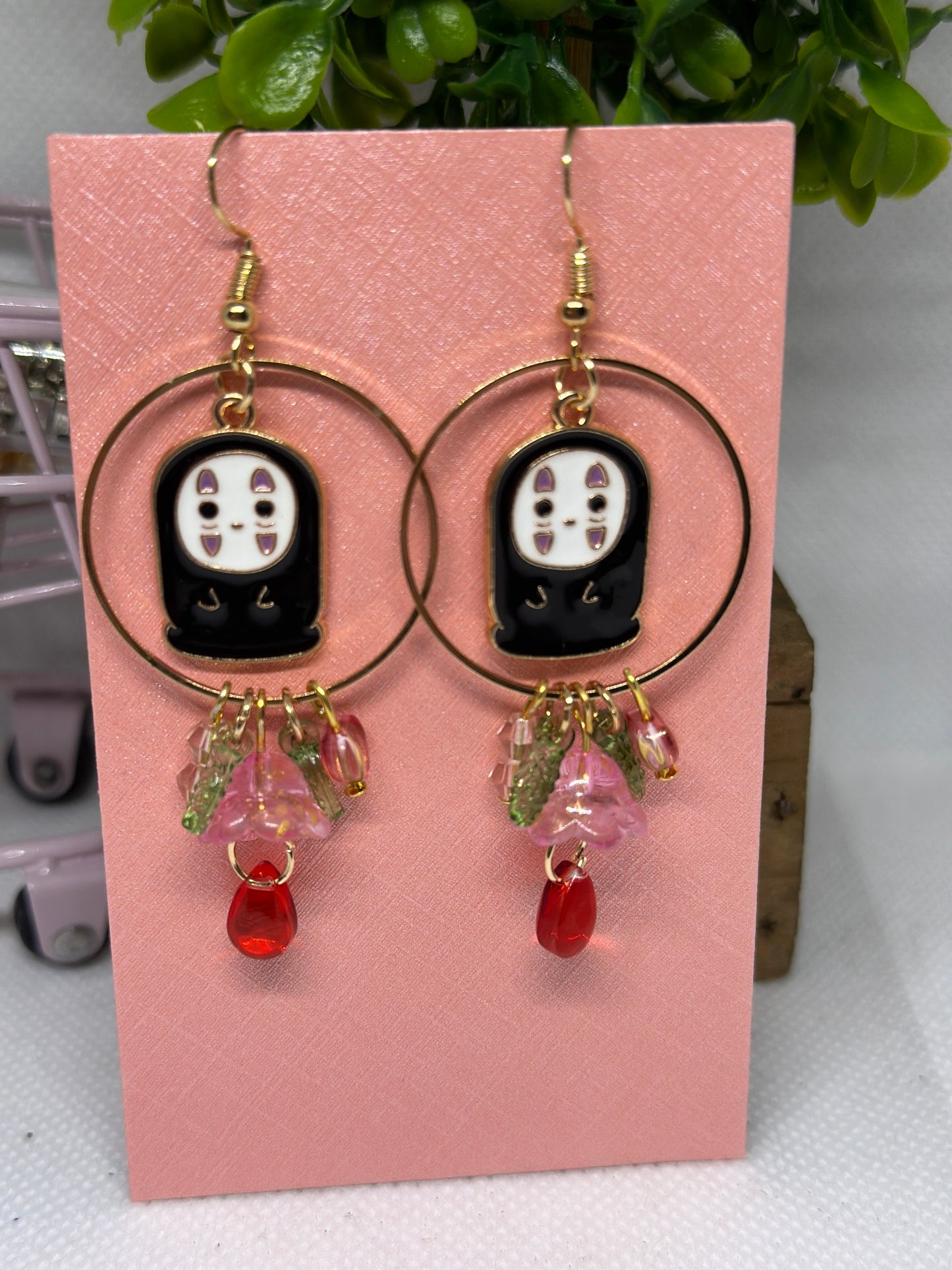 No face man earrings | japanese anime dangle earrings | oriental decor drop earrings| cute kawaii | mismatch earrings