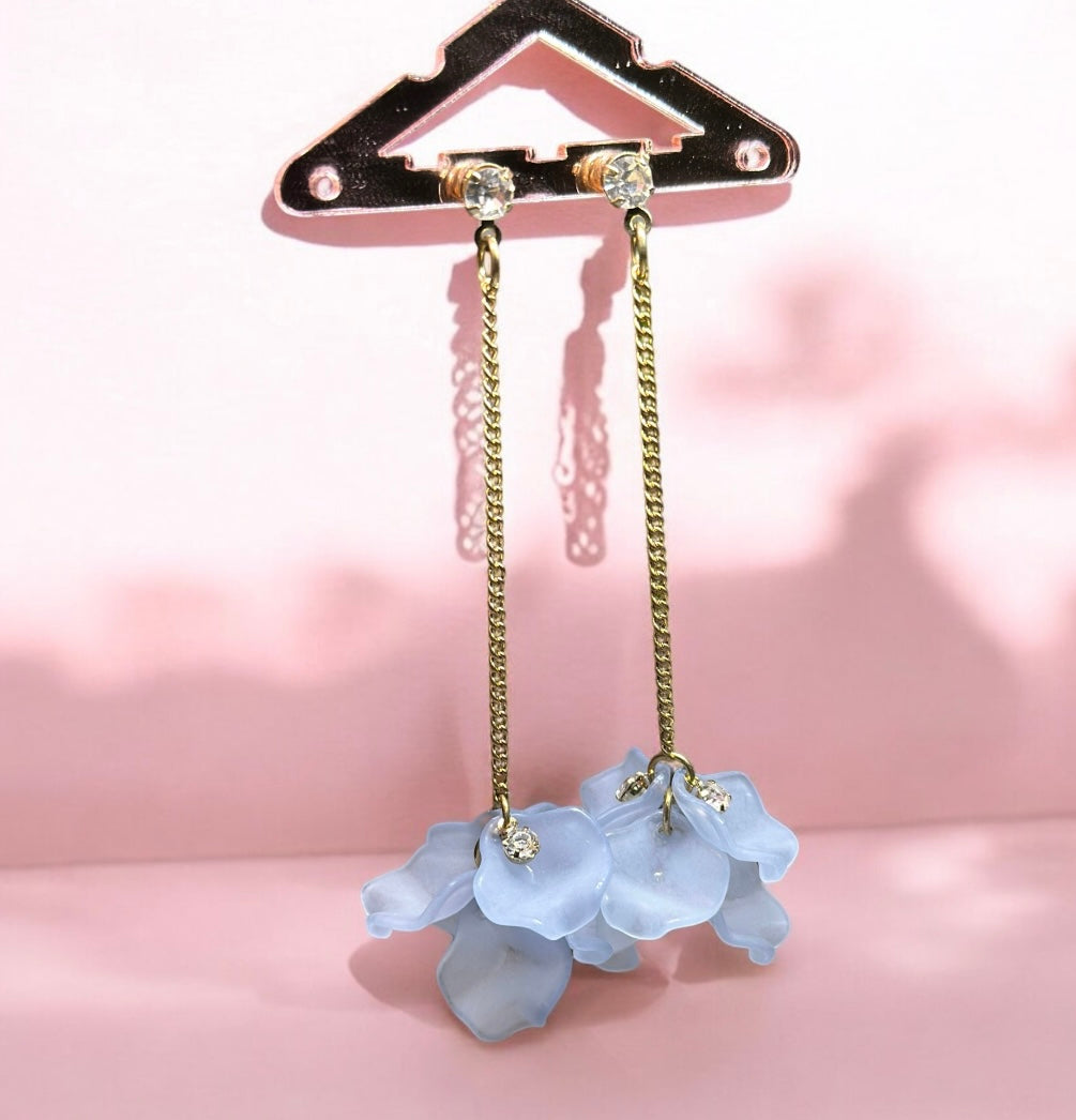 Blue petals flower earrings | bridal party wedding earring