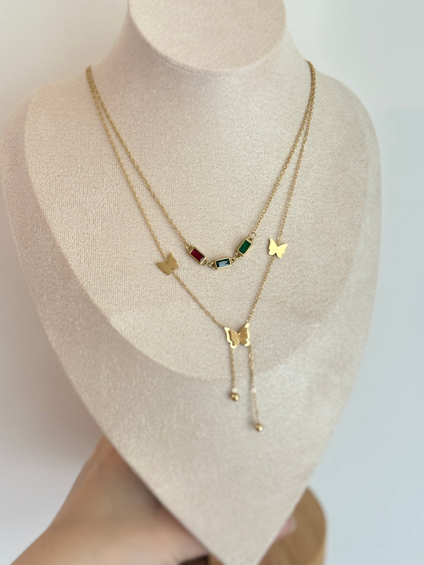 Multi-coloured butterfly necklace - TuttyKnitty