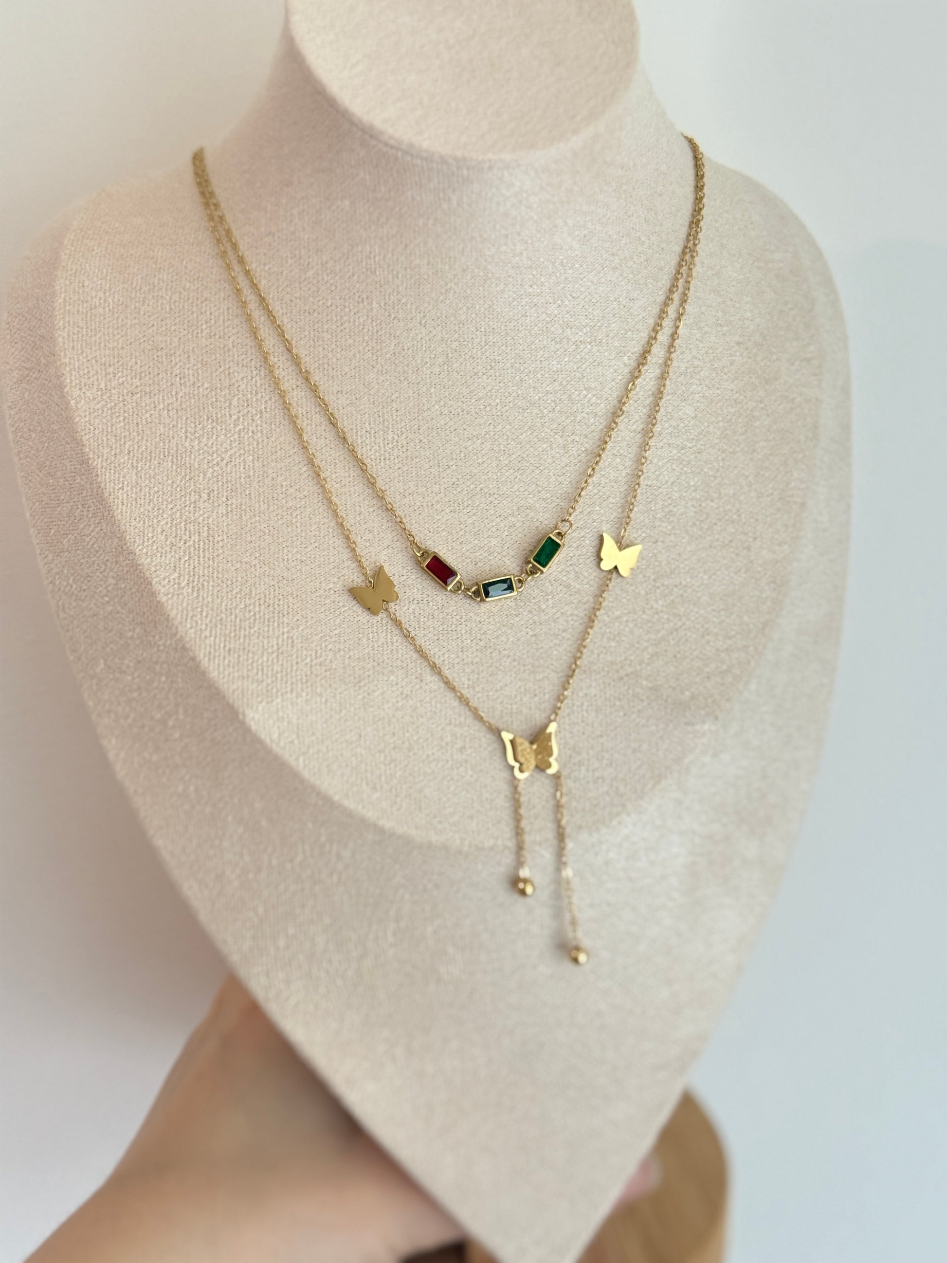 Multi-coloured butterfly necklace - TuttyKnitty