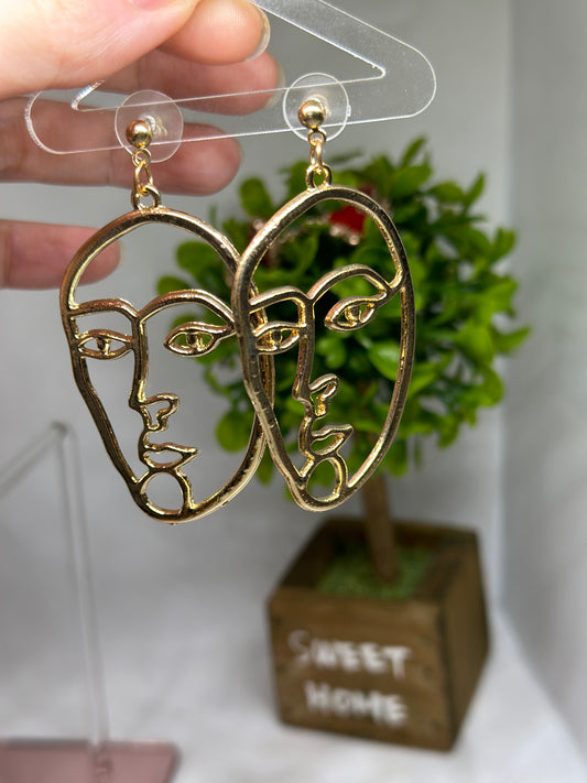 Picasso earrings | vangogh dangle earrings | Gold fun wire famous artist earrings | minimalist earrings | potrait art earrings