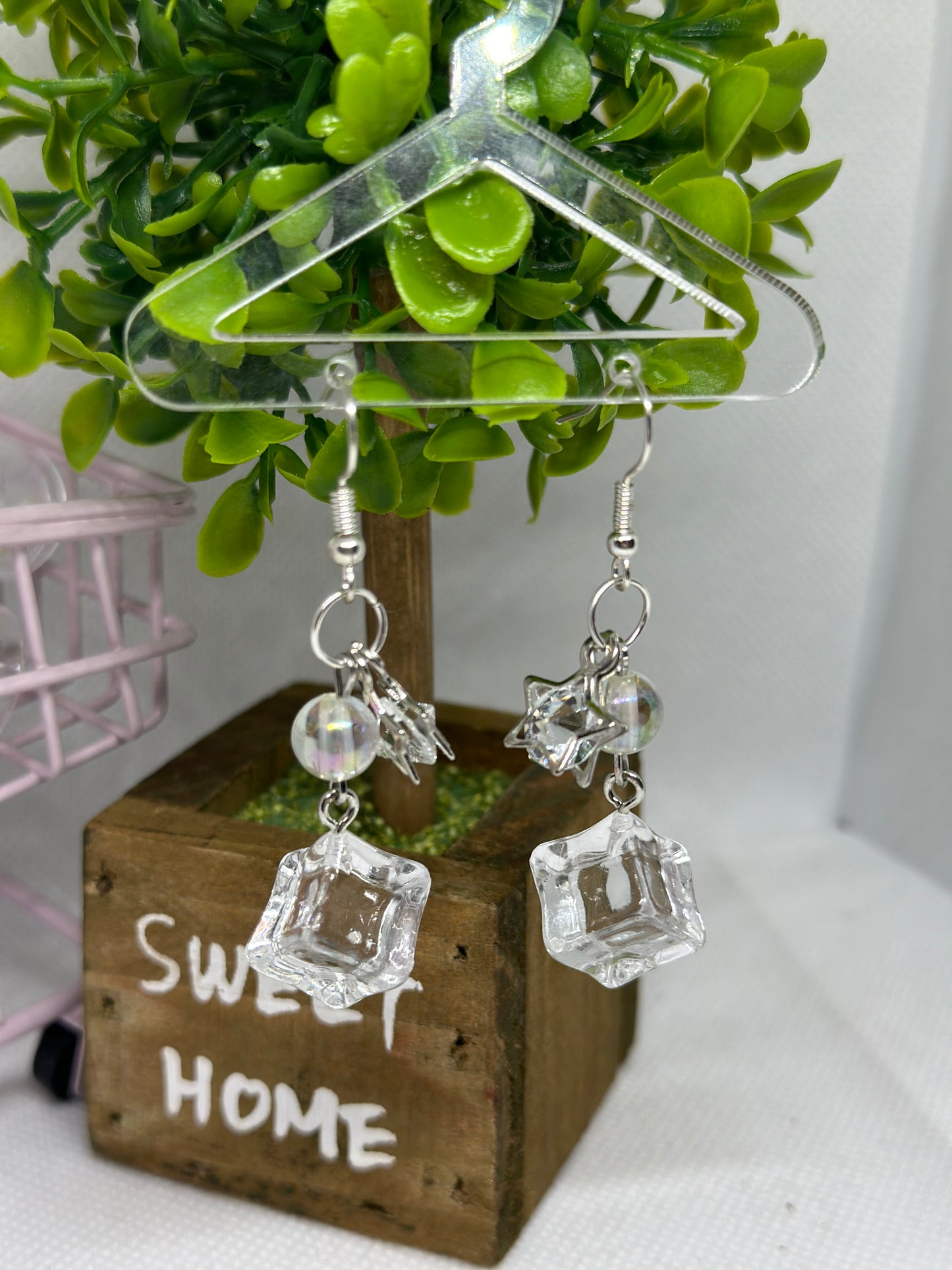 Icecube earrings | cute kawaii earrings | glitter stars earrings