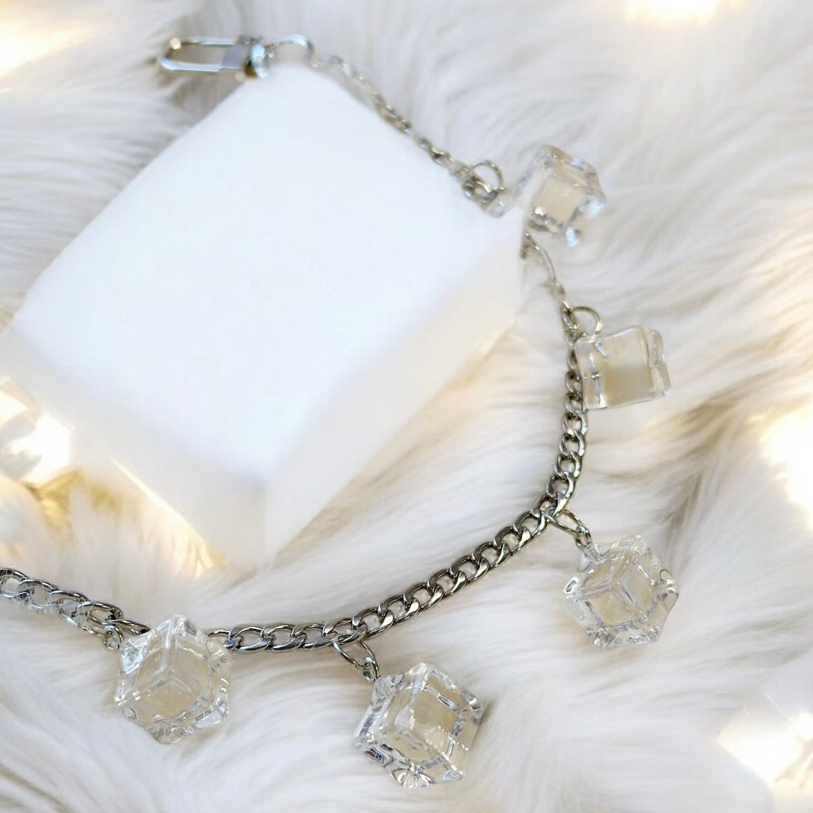 Ice cubes bag charm | key chain | silver chain | y2k chain | bag lover gift